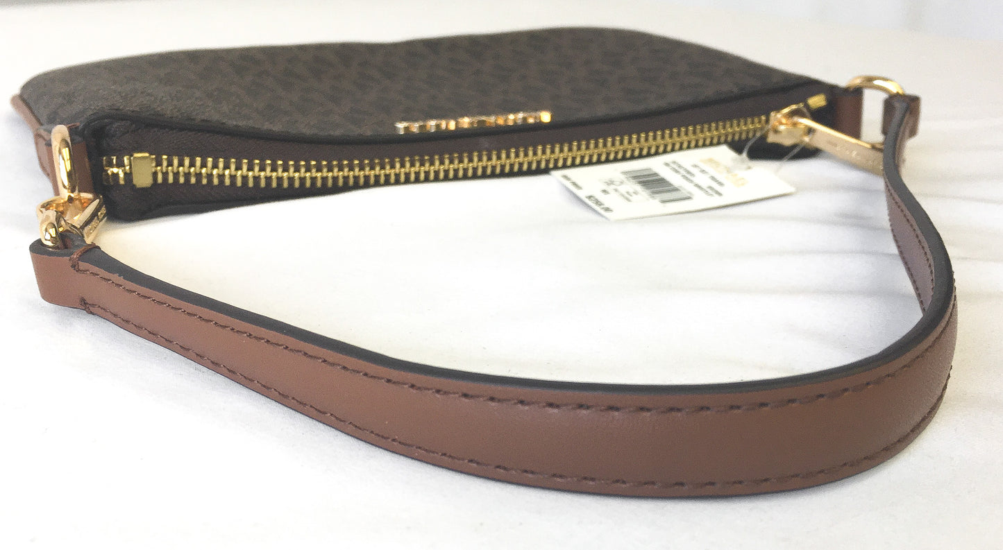 NWT Michael Kors Jet Set Brown Travel Pouch Wristlet Mini Bag