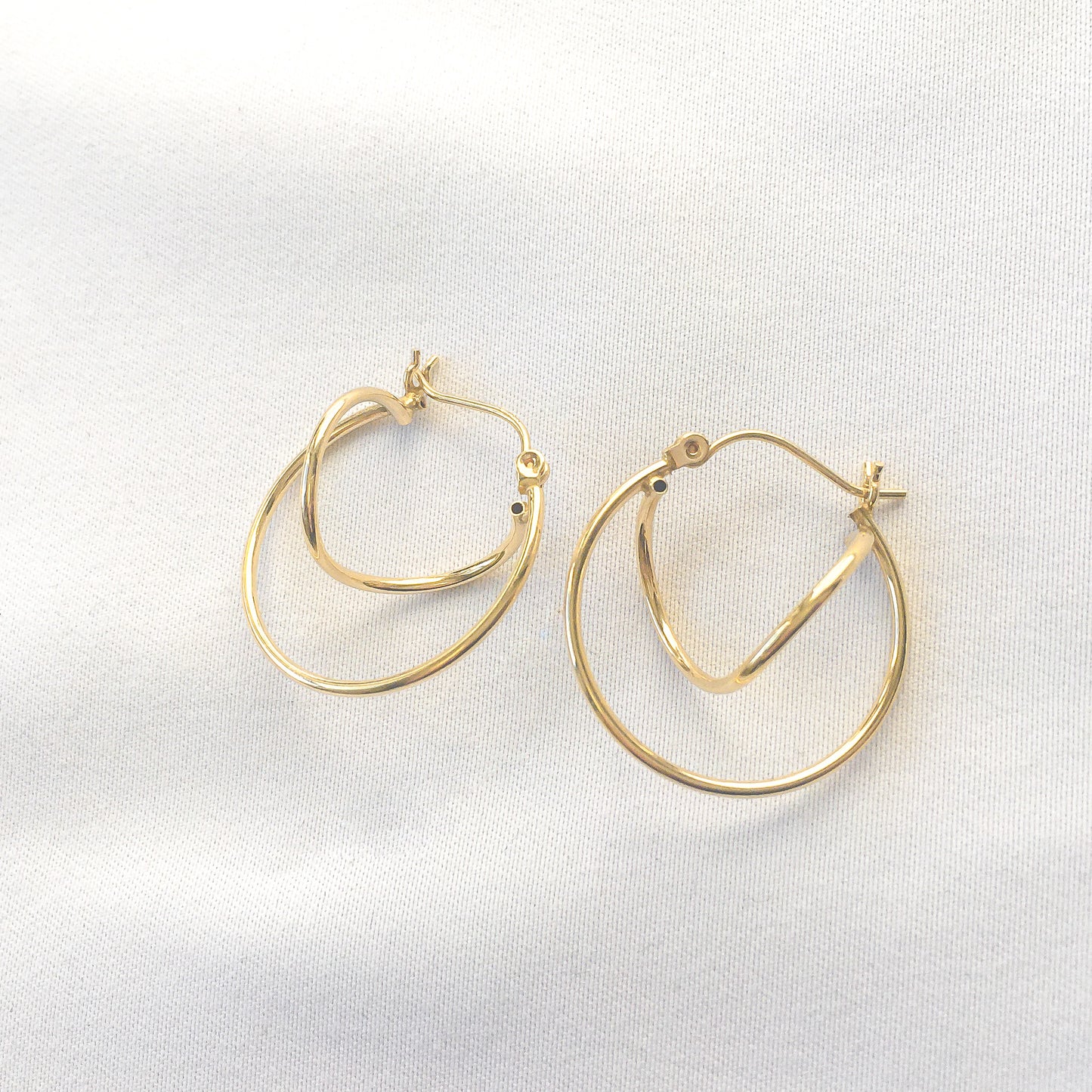 14K Yellow Gold Double Twisted Hoop Earrings