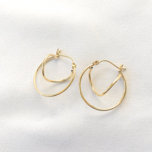 14K Yellow Gold Double Twisted Hoop Earrings