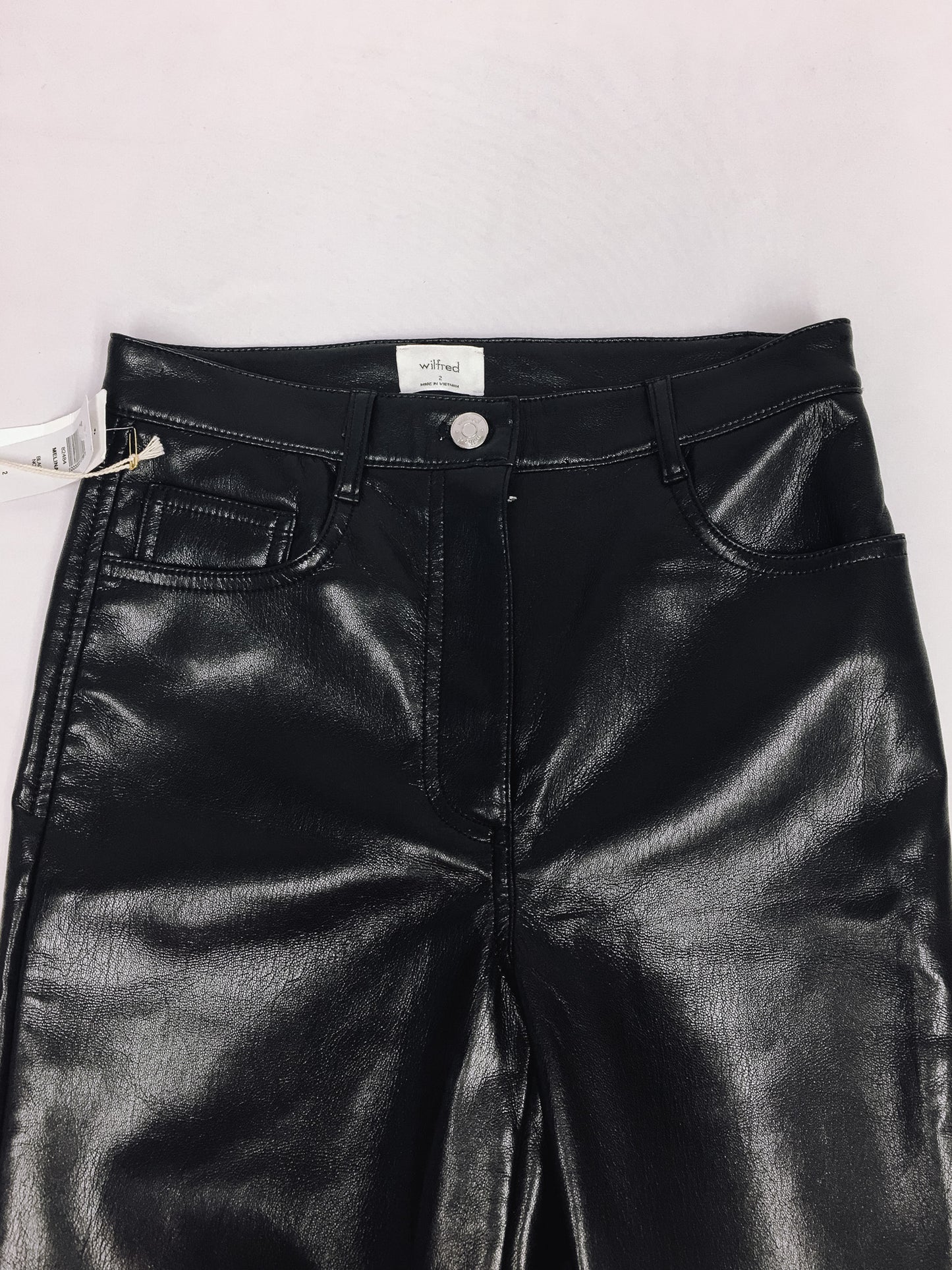 NWT Wilfred by Aritzia Melina Faux Black Leather Pants, Sz. 2