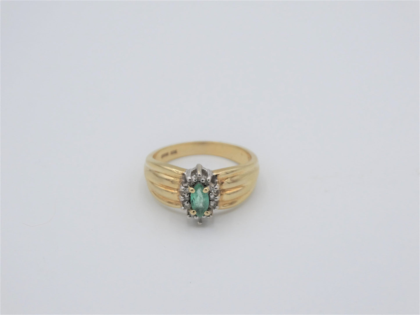 Vintage Columbian 10K Emerald Diamond Estate Ring Size 6, Art Deco Estate Jewelry
