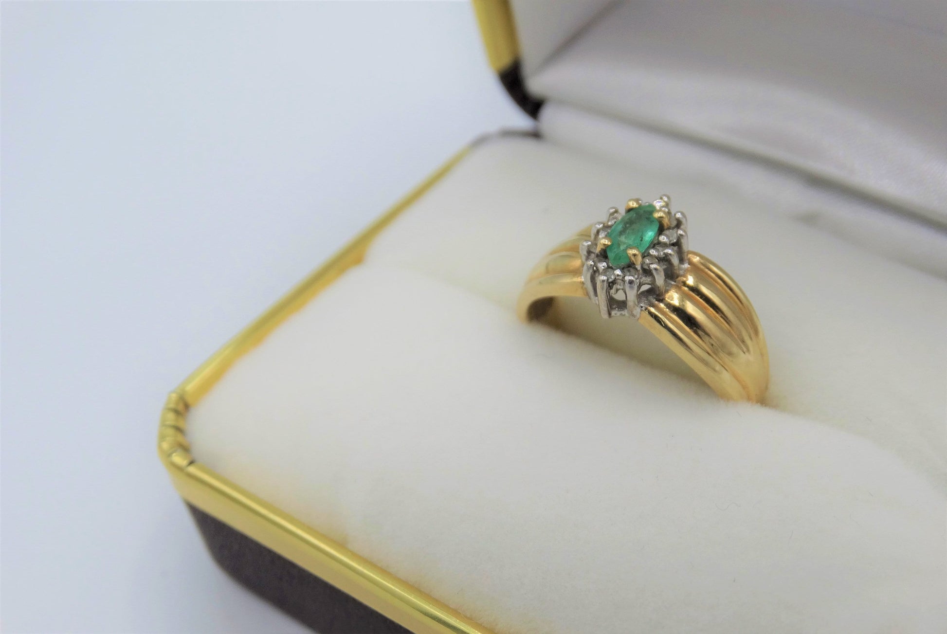 Vintage Columbian 10K Emerald Diamond Estate Ring Size 6, Art Deco Estate Jewelry