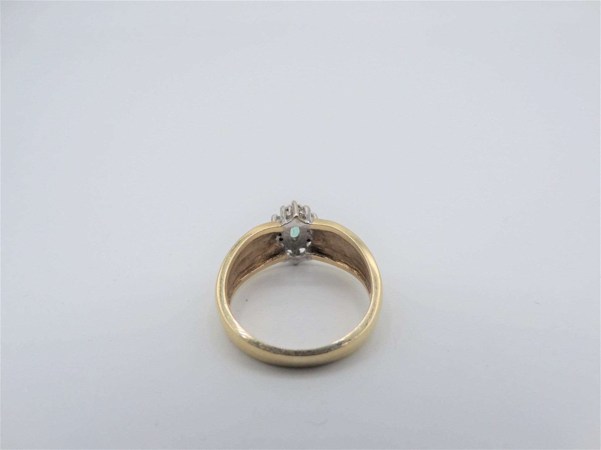 Vintage Columbian 10K Emerald Diamond Estate Ring Size 6, Art Deco Estate Jewelry