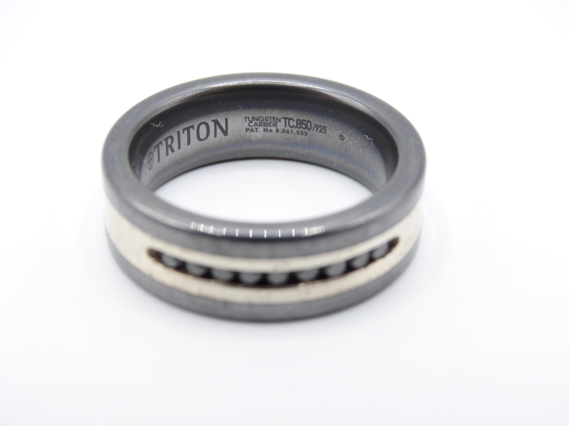 Vintage TRITON Black Diamond and Tungsten Carbide Men's Ring Band, Everyday Estate Jewelry, Ring Size 10 1/2