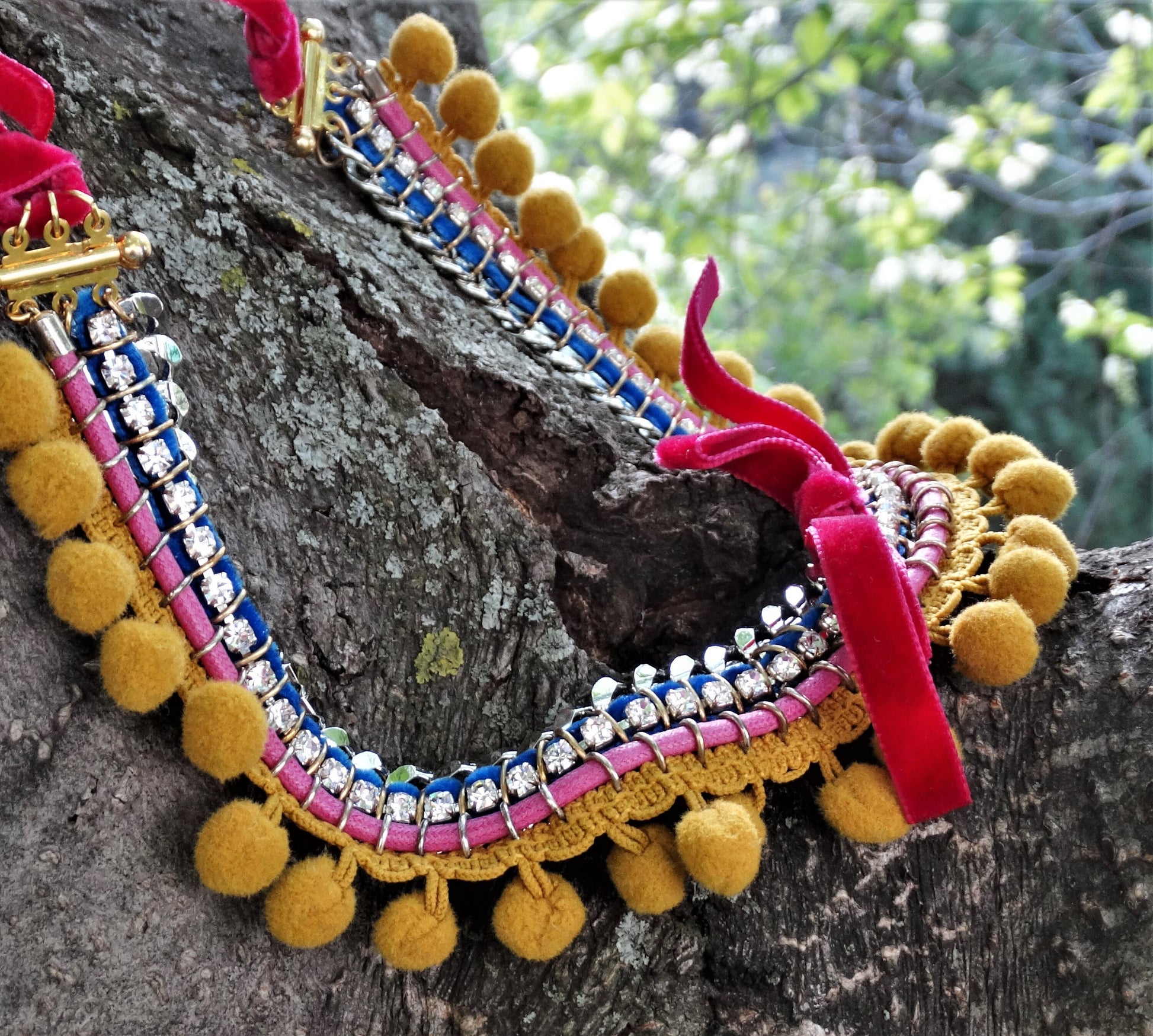 AKONG LONDON Tribal Couture Designer Necklace, Bohemian Jewelry, Wearable Multi Media