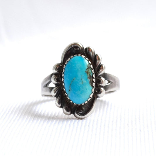 Vintage Bell Trading Post Sterling Turquoise Ring, Ring Size 8