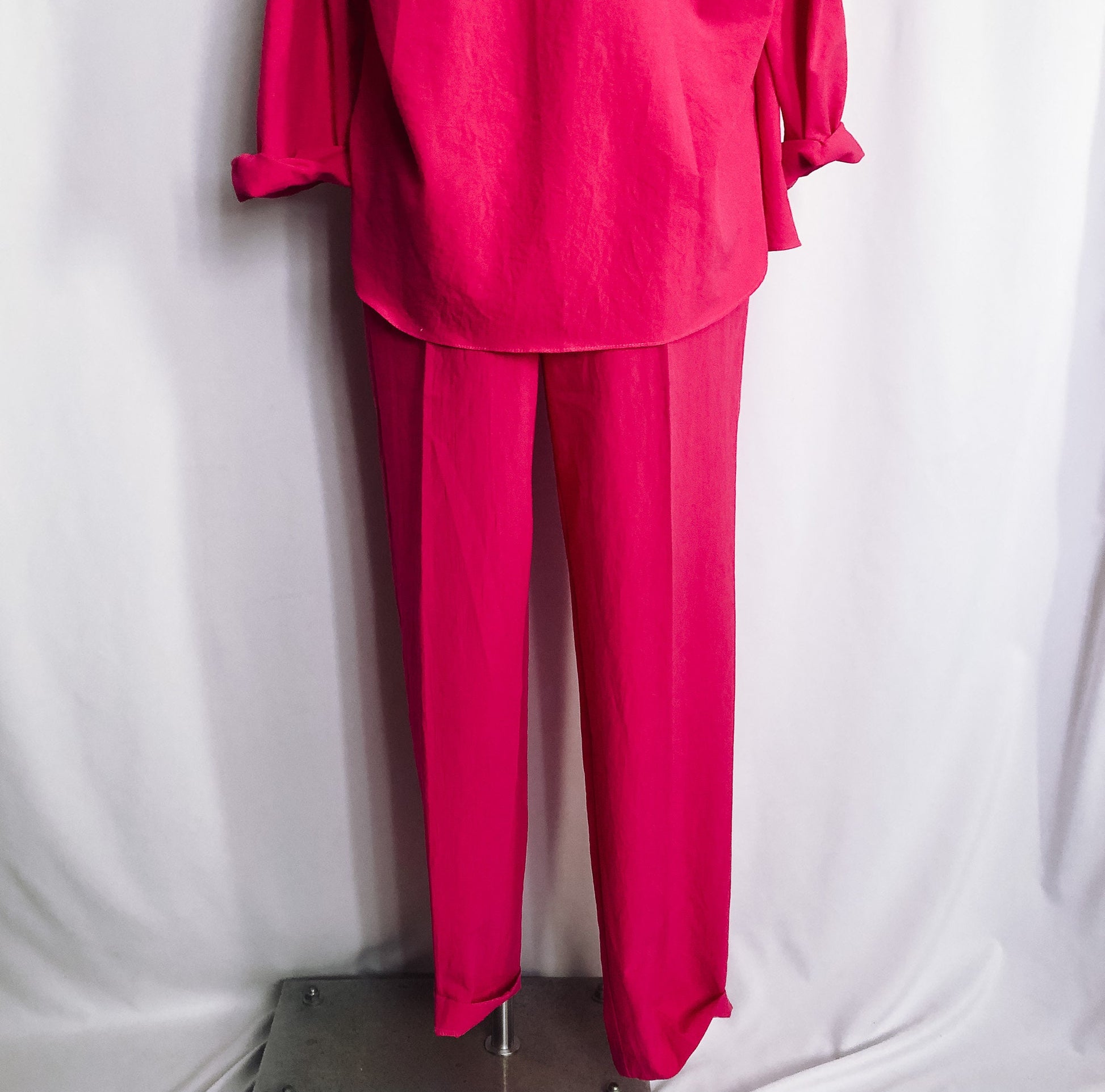 Vintage 80s Pink Pants and Blouse Set, Barbie-style outfit, All Hours Brand - Made in the US, Sz. M