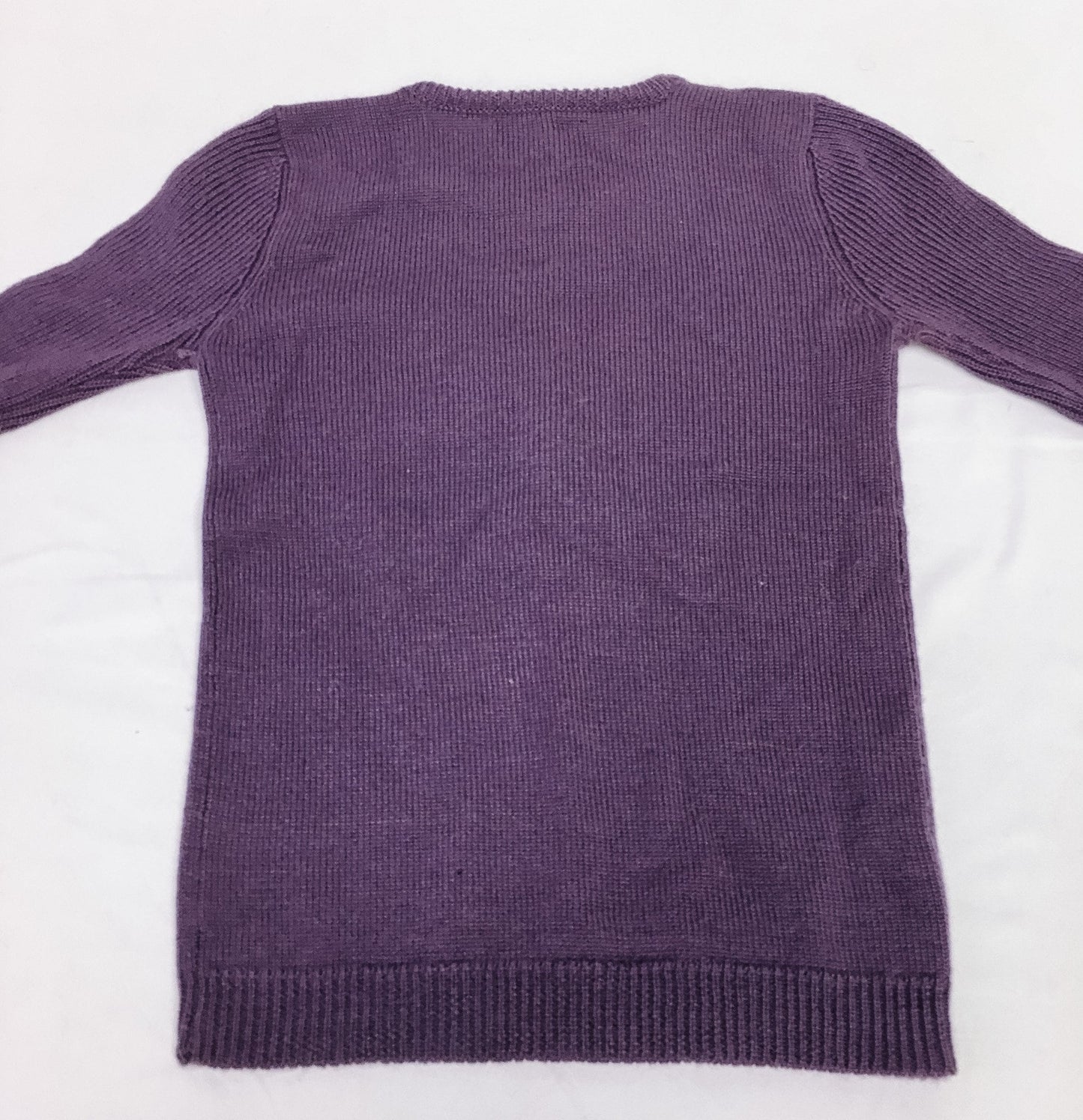 Vintage Wayne Rogers Kids 100% Wool Purple Embroidered Face Sweater, Sz. L
