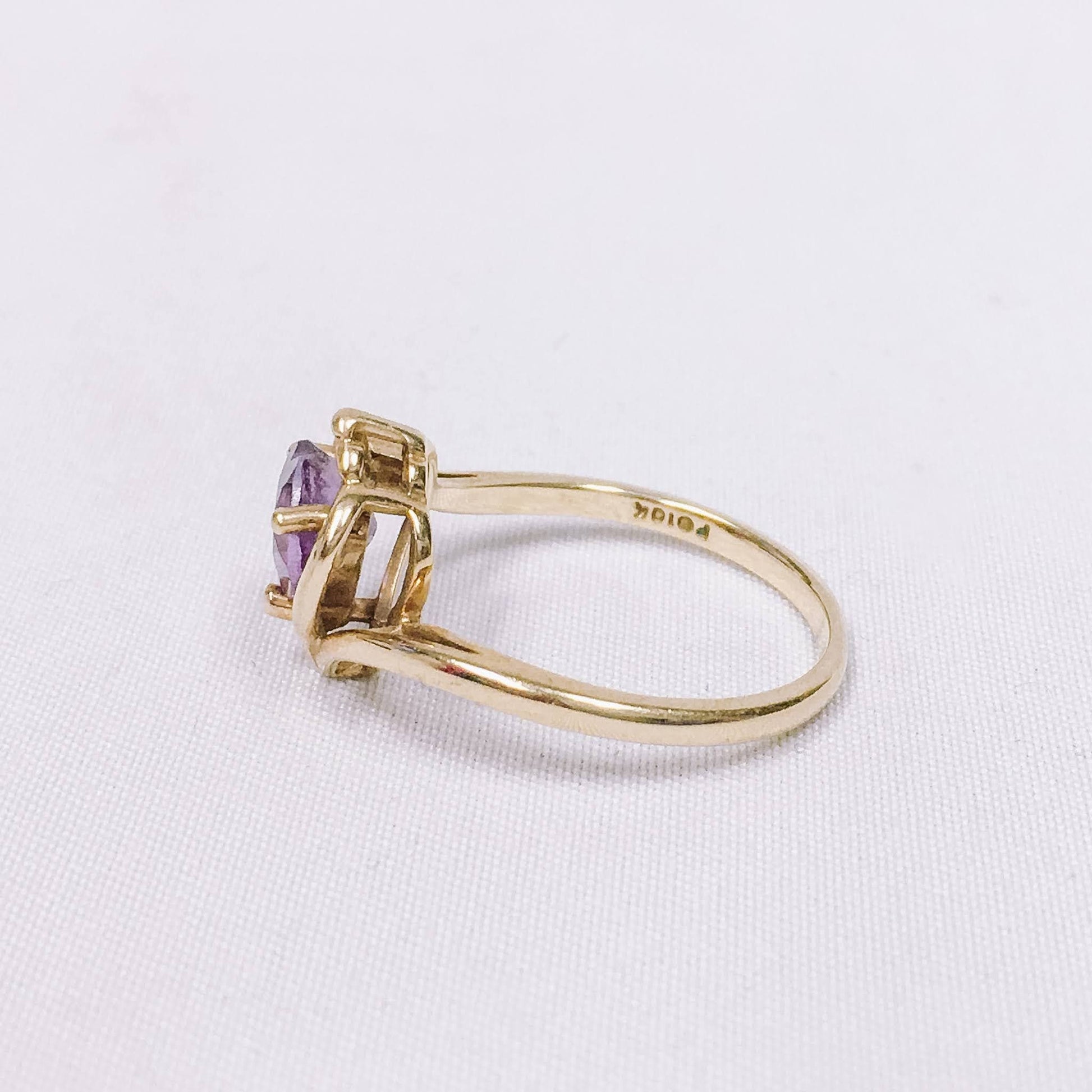 Vintage 1980's 10k Amethyst Heart Ring, Vintage Gold Engagement/Promise Ring, Size 6