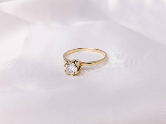 14k Gold Cubic Zirconia Engagement Ring, Size 6.75