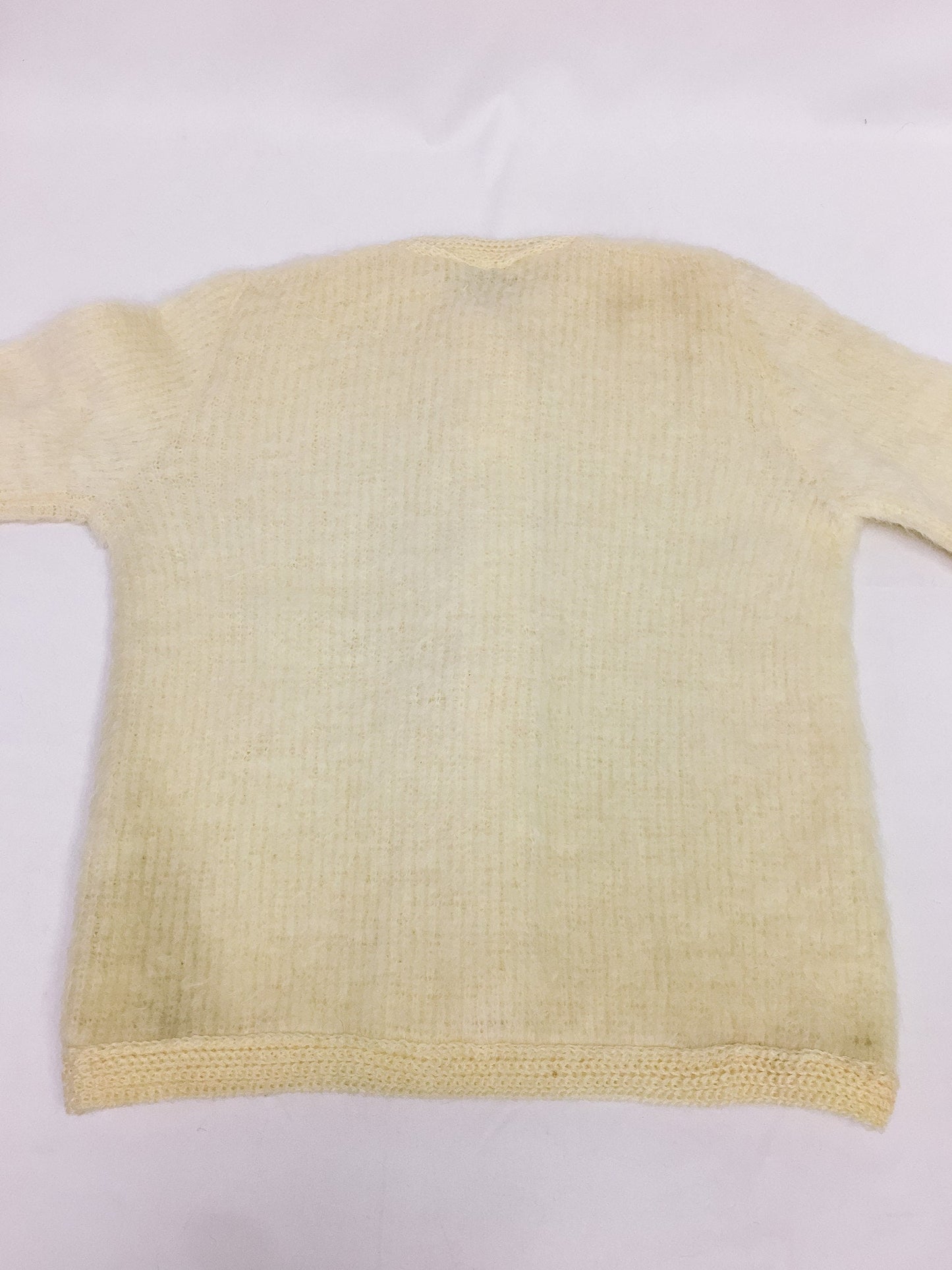 Vintage Cream/Off-White Wool-Mohair Blend Button Cardigan