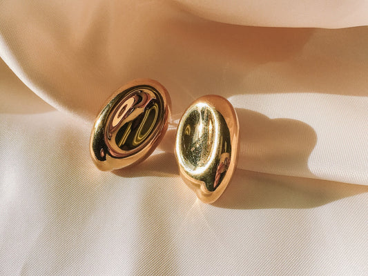 Vintage LCI Thumbprint Style Earrings, Gold Tone Earrings