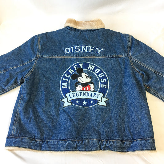 Vintage Disney Mickey Mouse "Legendary" Sherpa Lined Denim Jacket, Sz. XL, Vintage Disney Denim Jacket
