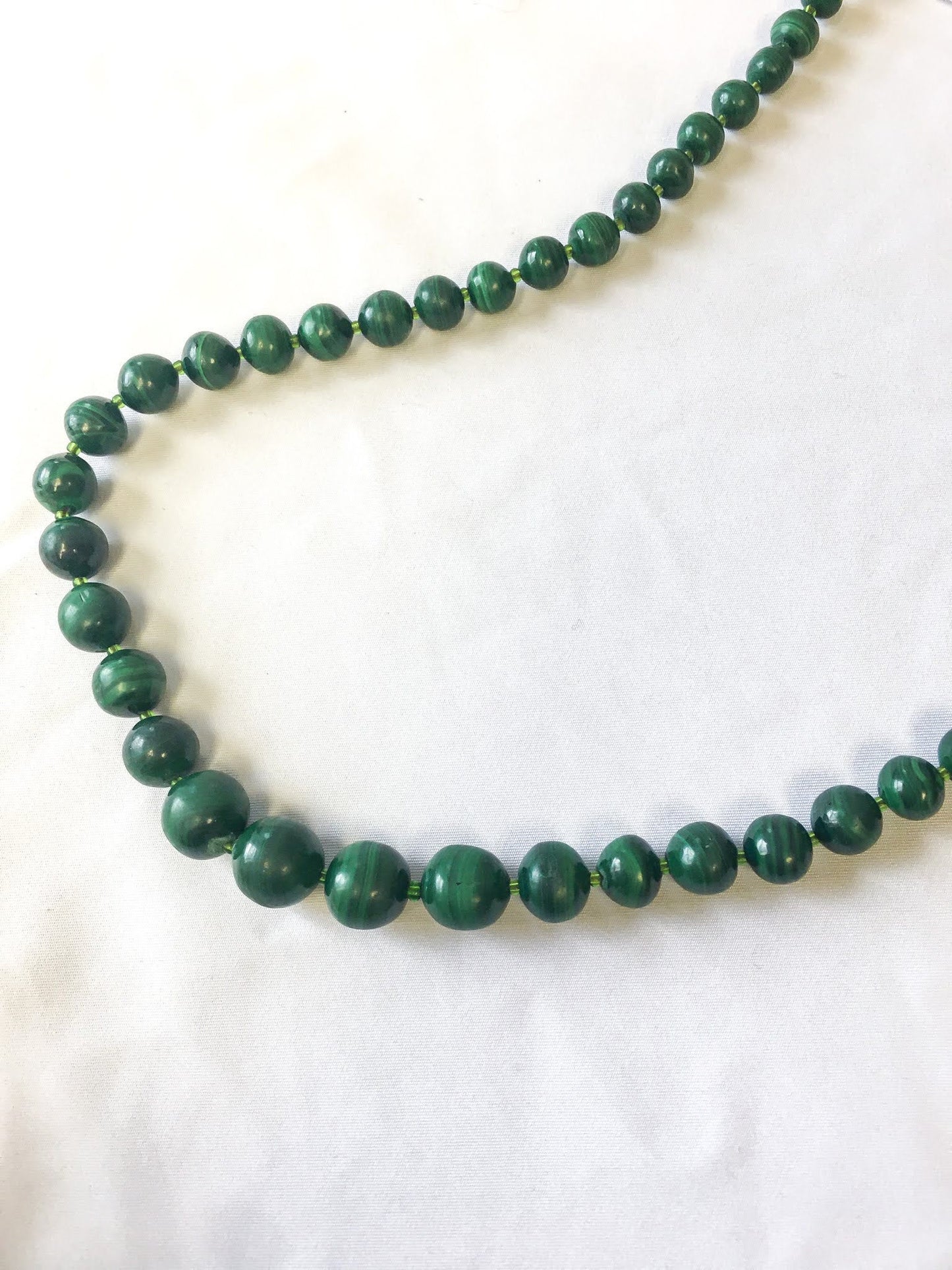 Vintage Malachite Beaded Necklace, Barrel Clasp, Vintage Native Inspired Jewelry