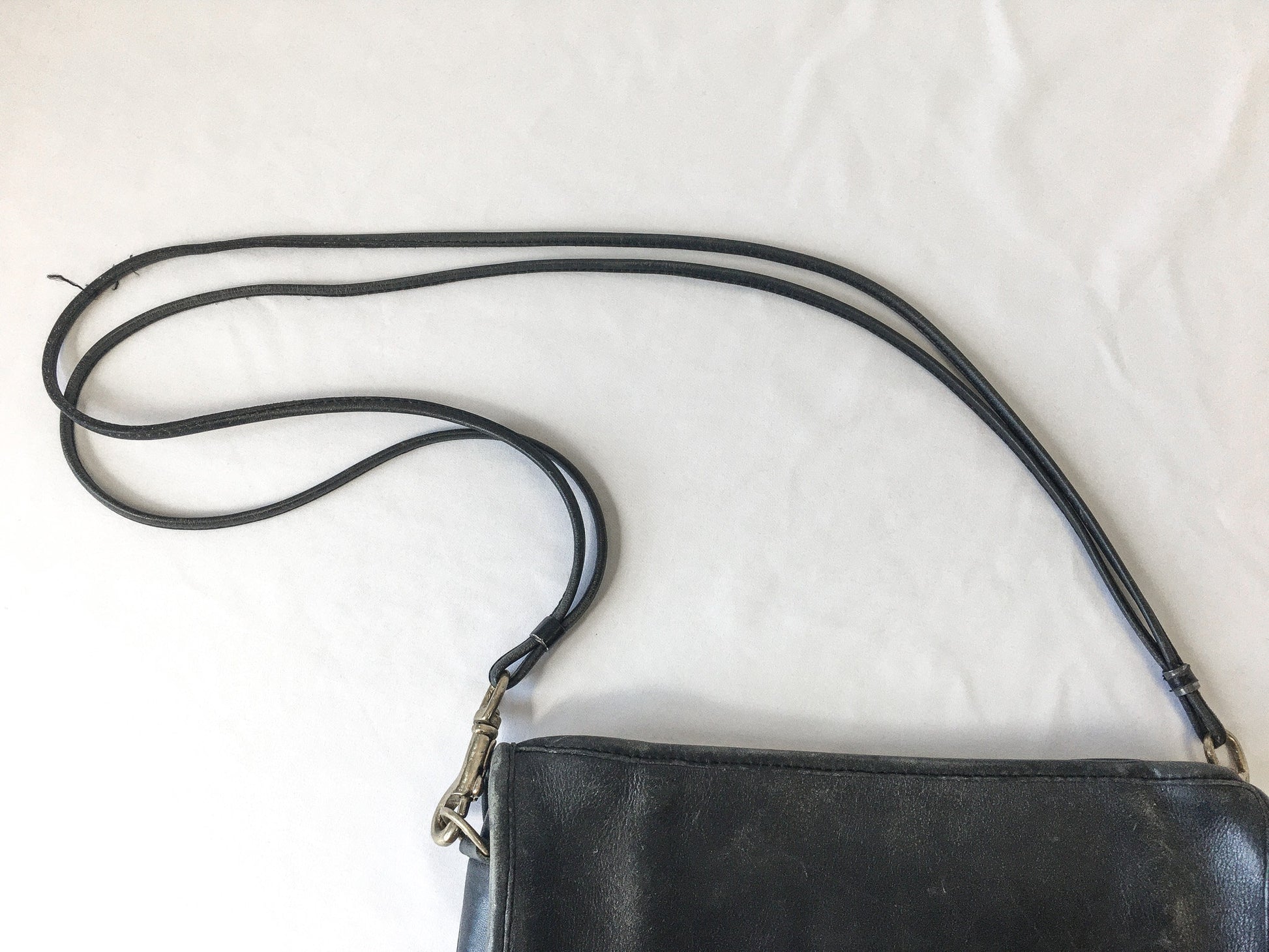 Vintage 70s COACH Leatherware Black "Basic Bag" Double Strap Crossbody, RARE 70s Coach Handbag