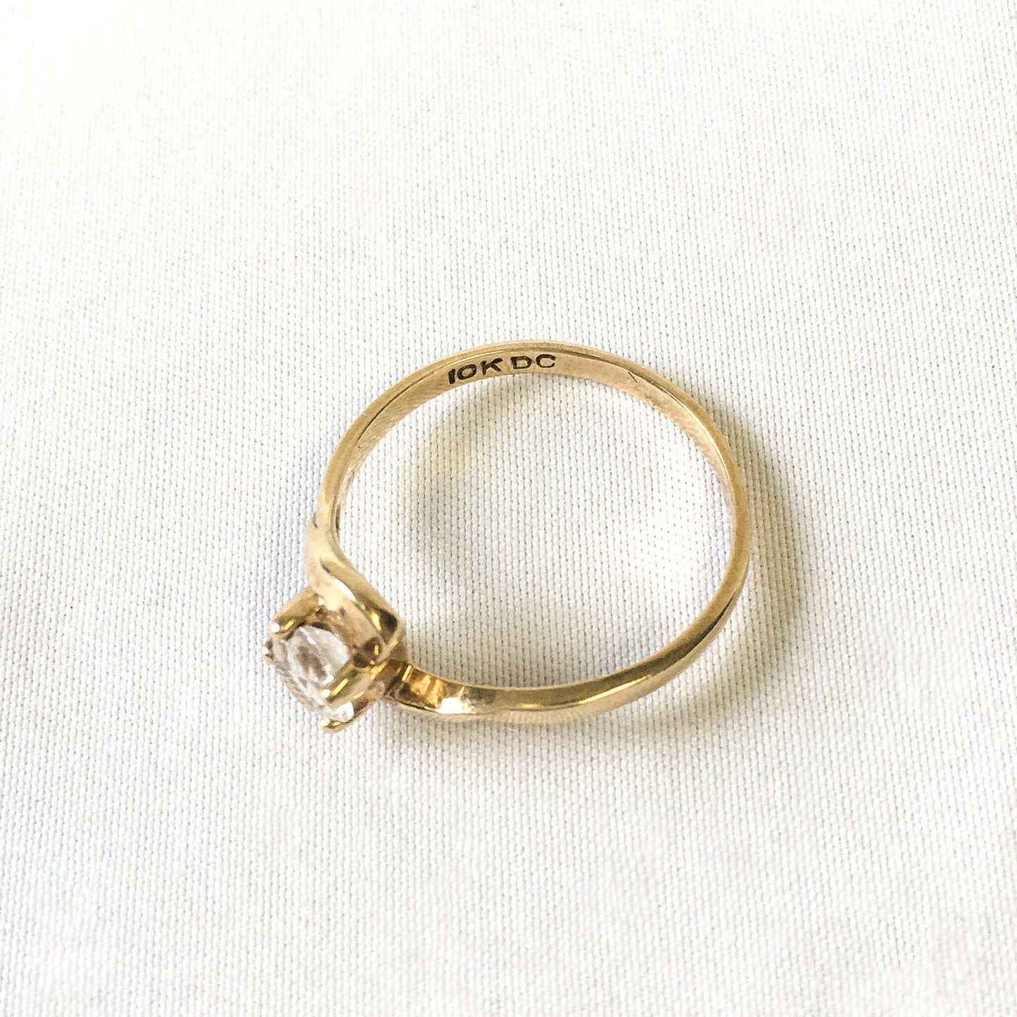 Vintage 10k DC Quartz Solitaire Wedding or Engagement Ring, Beautiful Gold Ring, Size 6.75