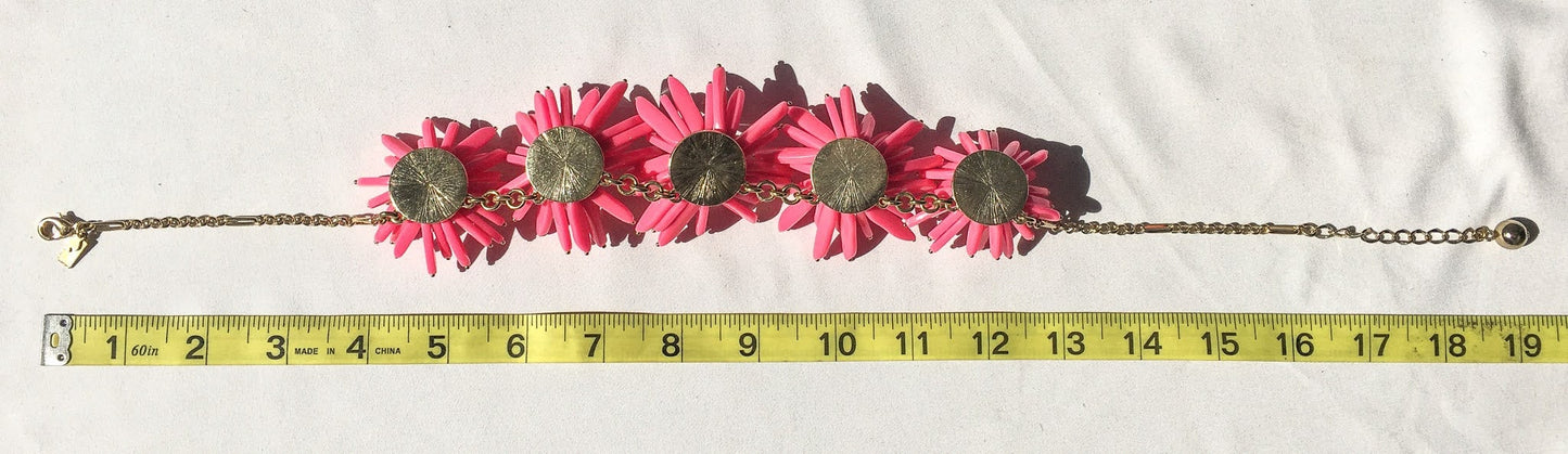 Rare Kate Spade Pink Daisy Chain Statement Necklace, Vintage Bulky Jewelry, Barbiecore