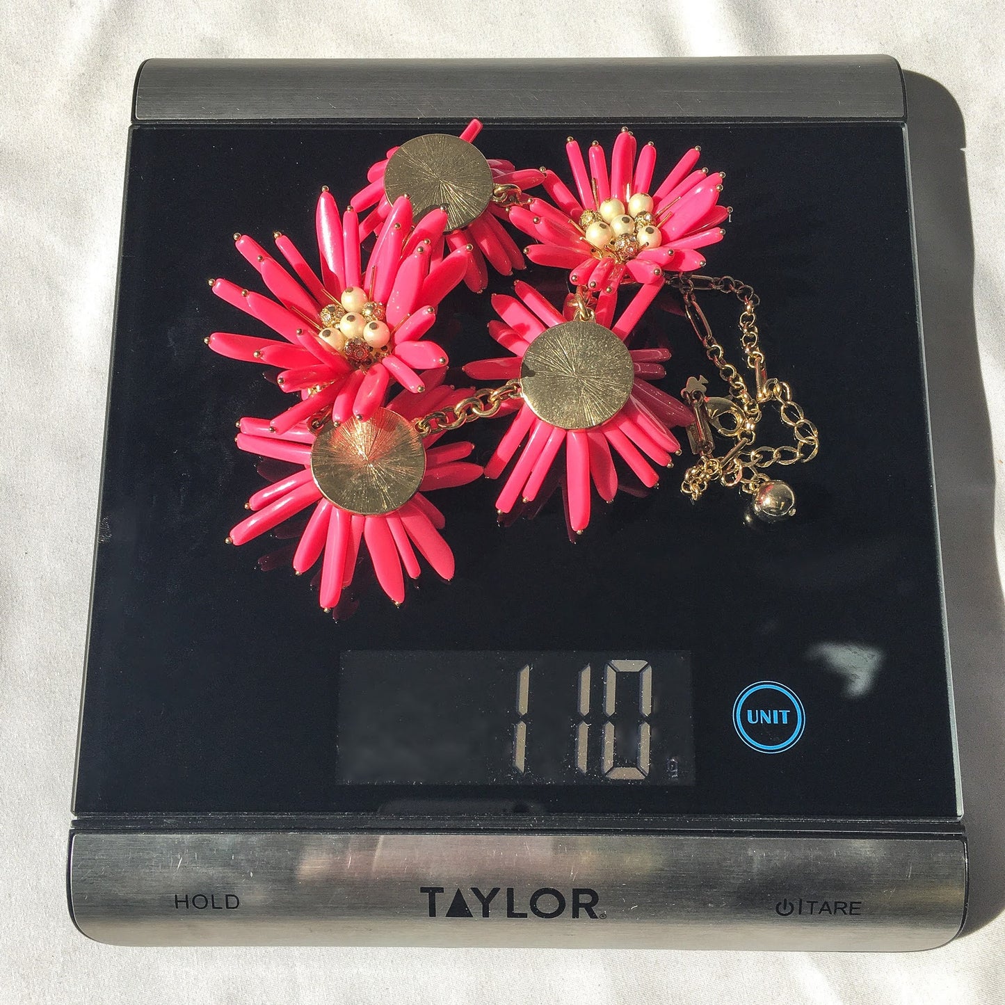 Rare Kate Spade Pink Daisy Chain Statement Necklace, Vintage Bulky Jewelry, Barbiecore