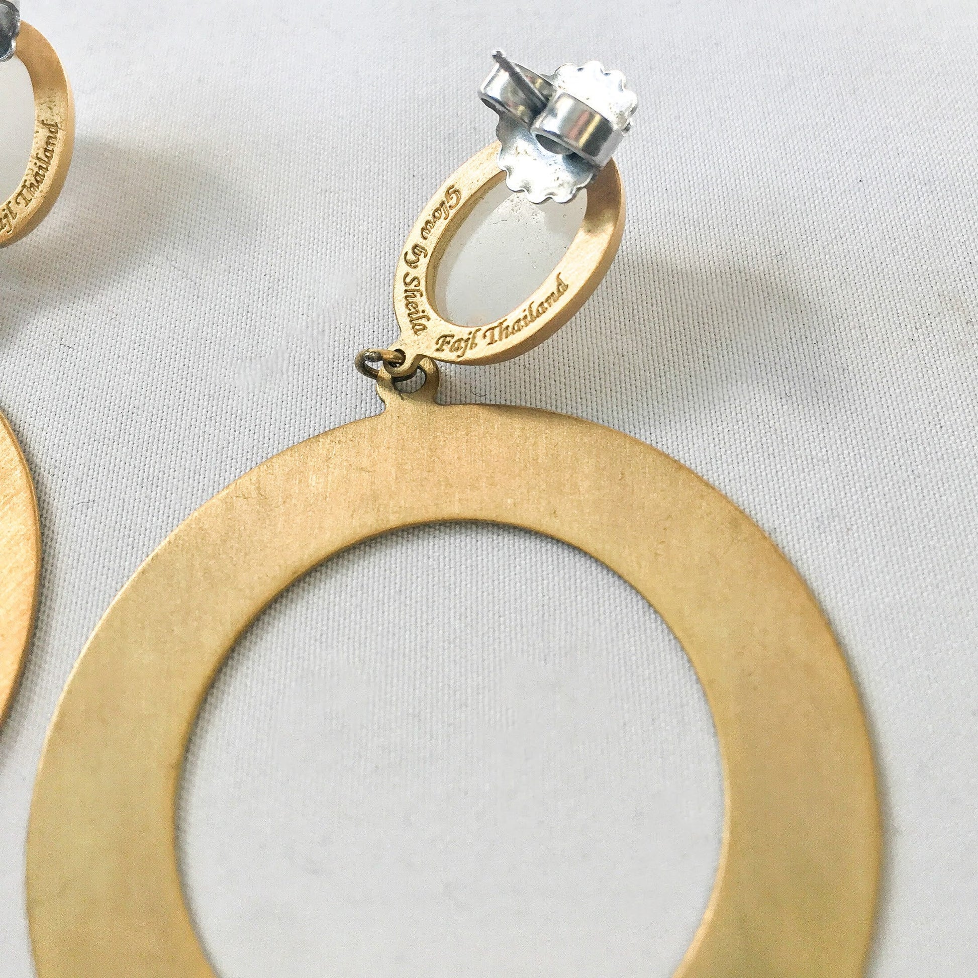 Earrings and Ring Set from Glow by Sheila Fajl, Gold Tone Ring and Gold Tone Dangle Earrings with White Stone
