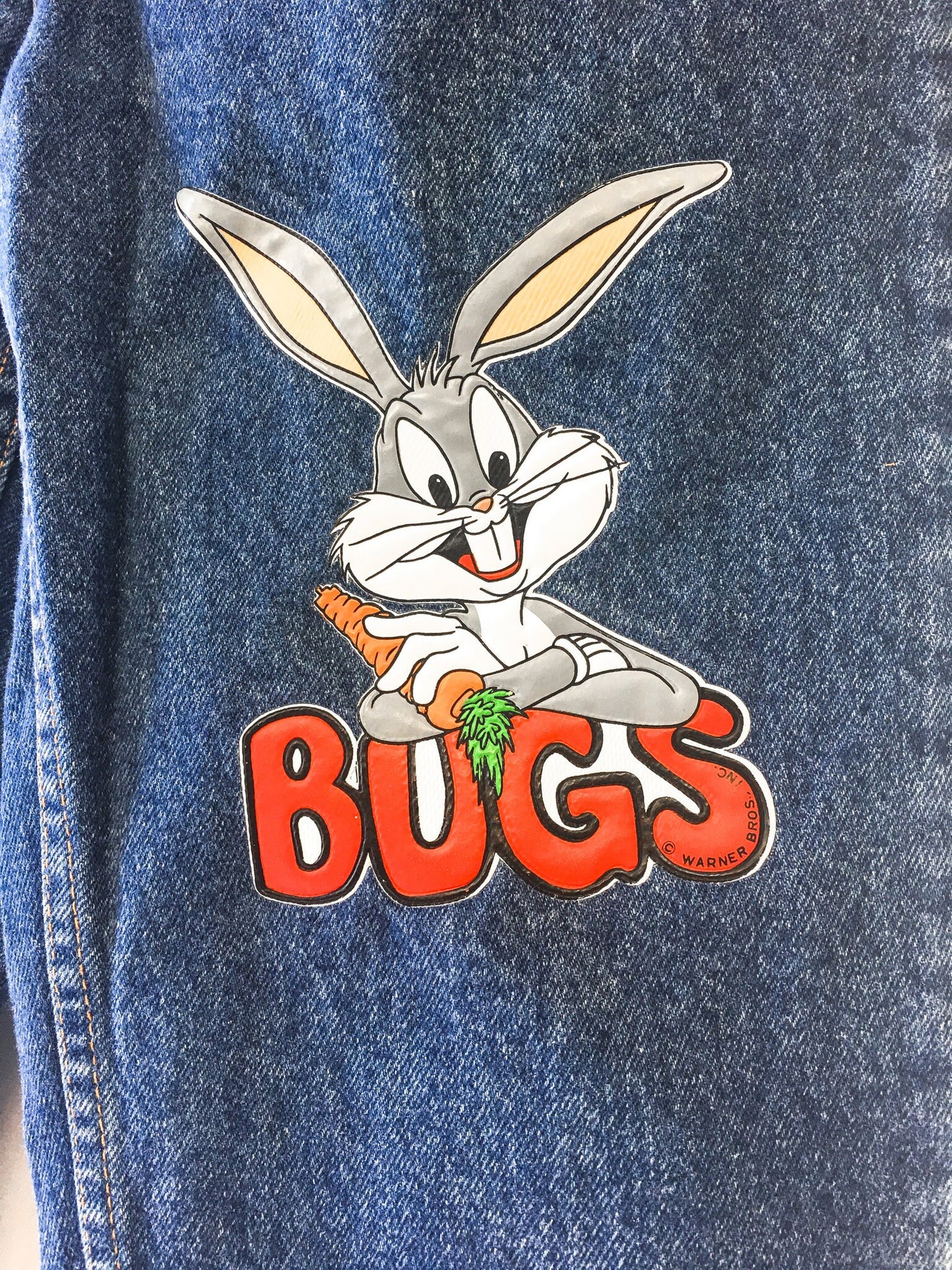 Vintage 90s Quips Looney Tunes Bugs Bunny Medium Wash Denim Jeans, Women's Sz. 7/8, Vintage Looney Tunes