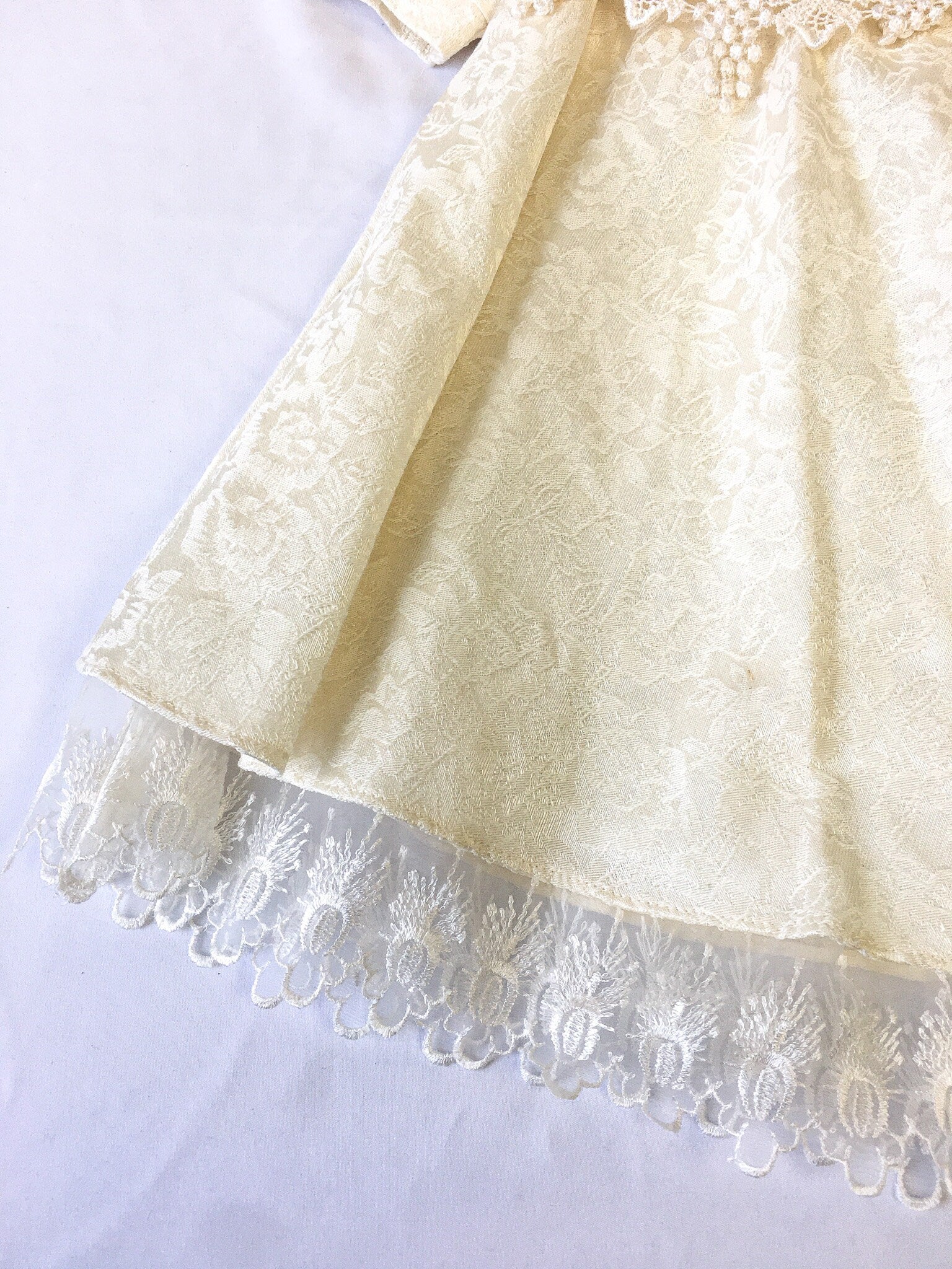 Vintage Melody Kids Cream/Off-White Lace Detailed Dress, Sz. Toddler L, Vintage Children's Elegant Dress