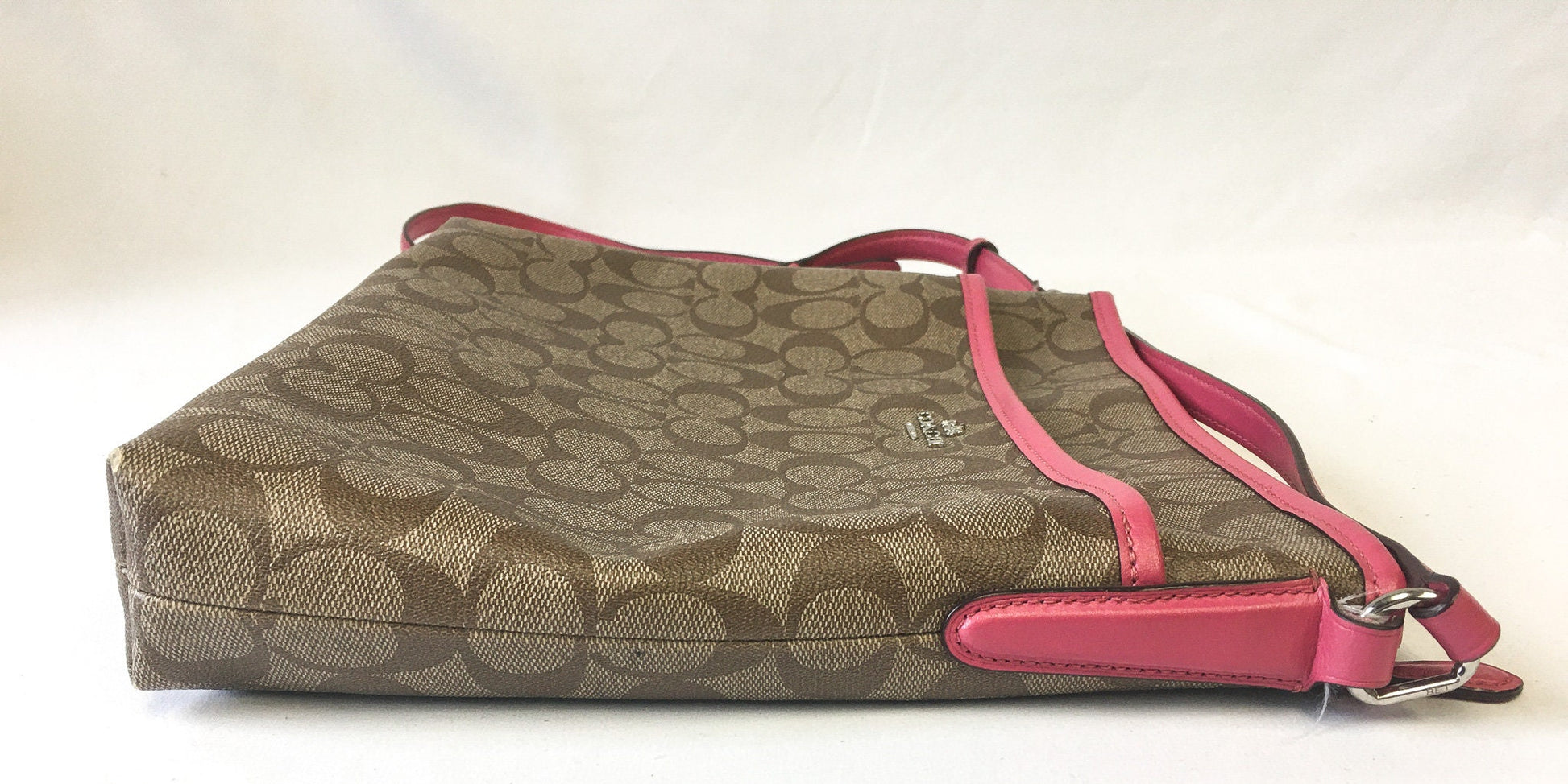 Vintage COACH Signature File Crossbody Bag with Pink Leather Trim and Matching Wallet, Style #F58297