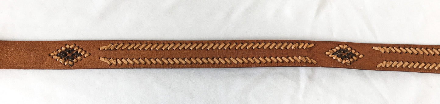 Vintage Handcrafted Genuine Leather Brown Woven Belt, Sz. 36, Made in Mexico