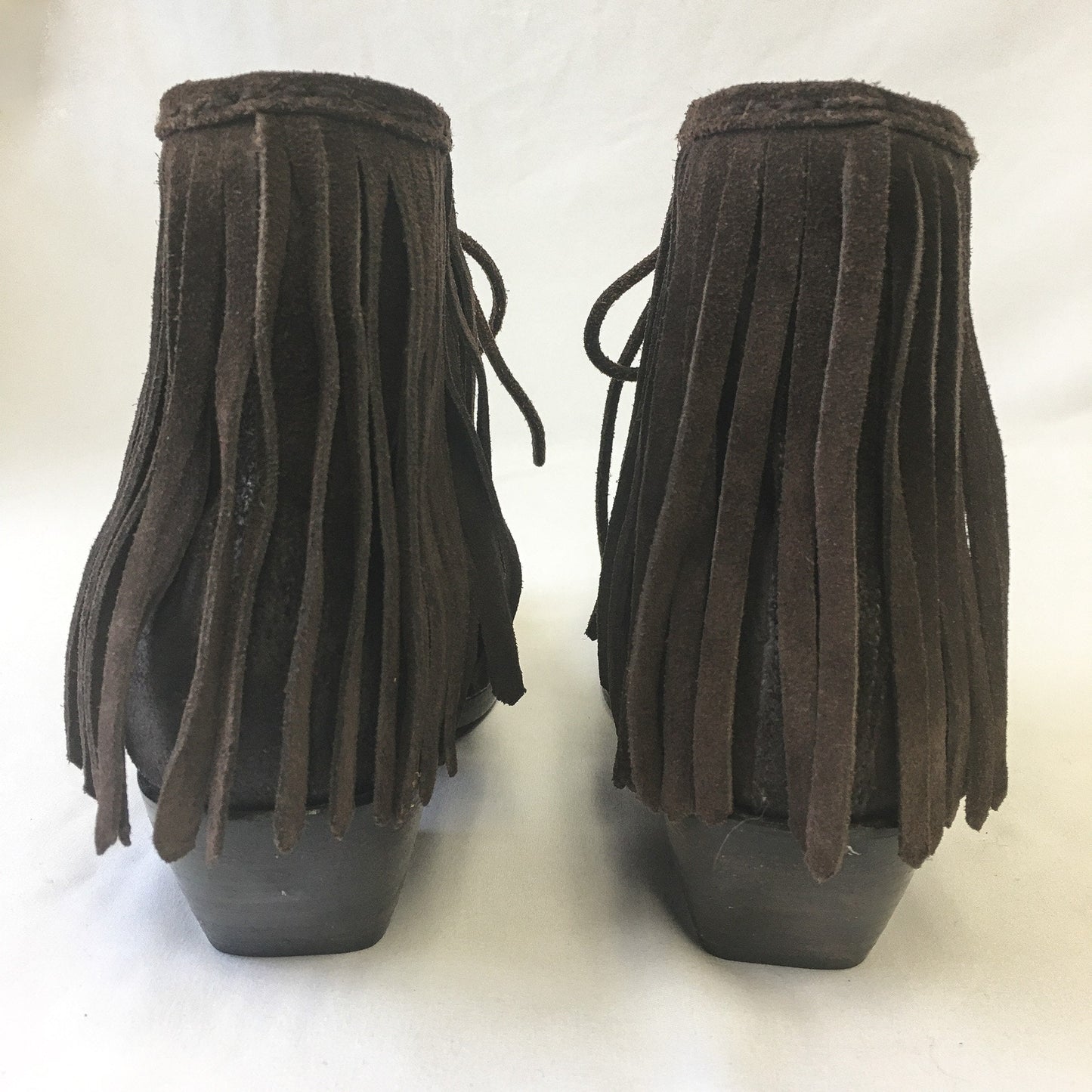 Vintage FRYE Sacha Fringe Distressed Brown Suede Ankle Boots, Sz. 6B, Vintage Western Boots