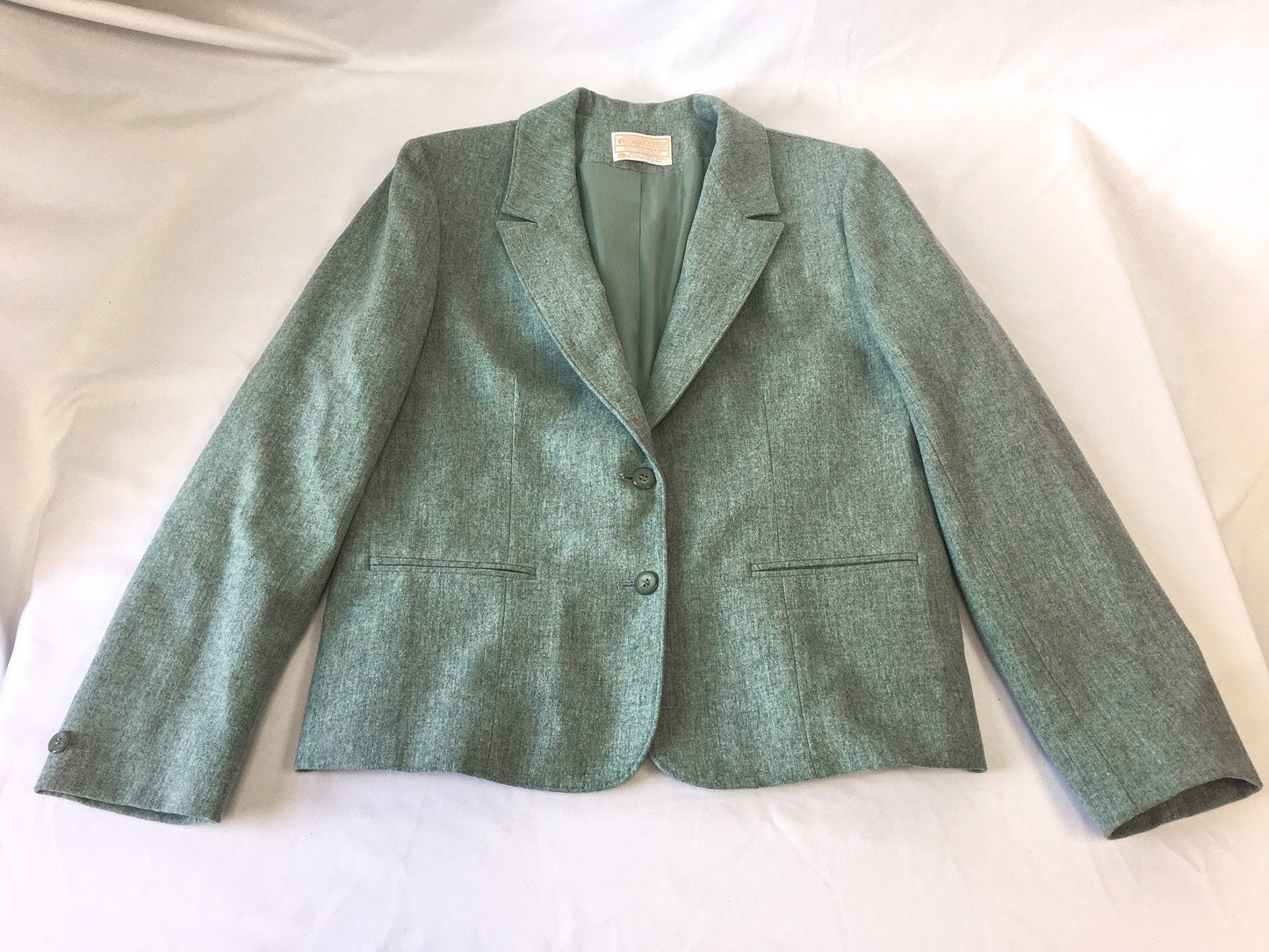 Vintage 90s Pendleton Pastel Blue/Green Wool Blazer, Vintage Sz. 12, 100% Pure Wool Blazer