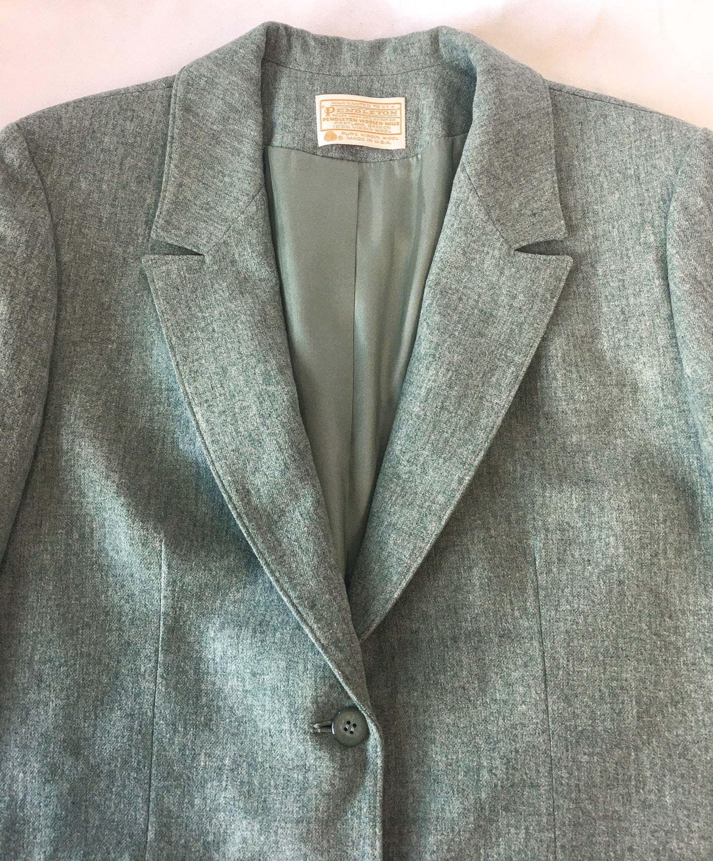 Vintage 90s Pendleton Pastel Blue/Green Wool Blazer, Vintage Sz. 12, 100% Pure Wool Blazer