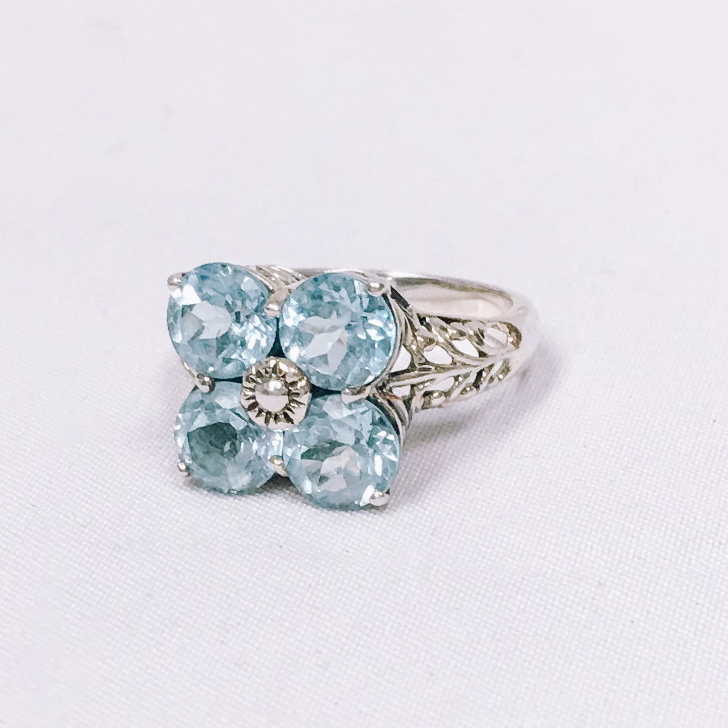 925 and Blue Topaz Ring, Marked CNA Thailand, Unique Statement Ring, Size 5.75-6