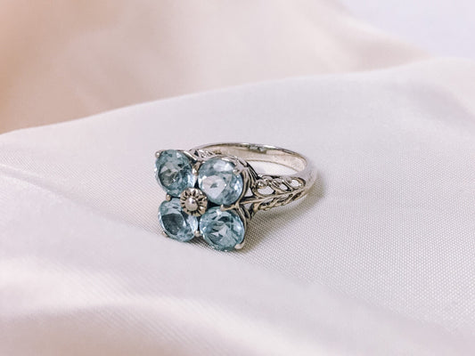925 and Blue Topaz Ring, Marked CNA Thailand, Unique Statement Ring, Size 5.75-6