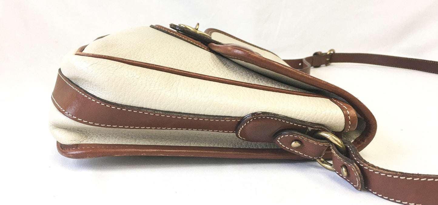 Vintage 90s COACH Greensborough Bone/Off-white/Brown Leather Crossbody, 90s COACH Handbag