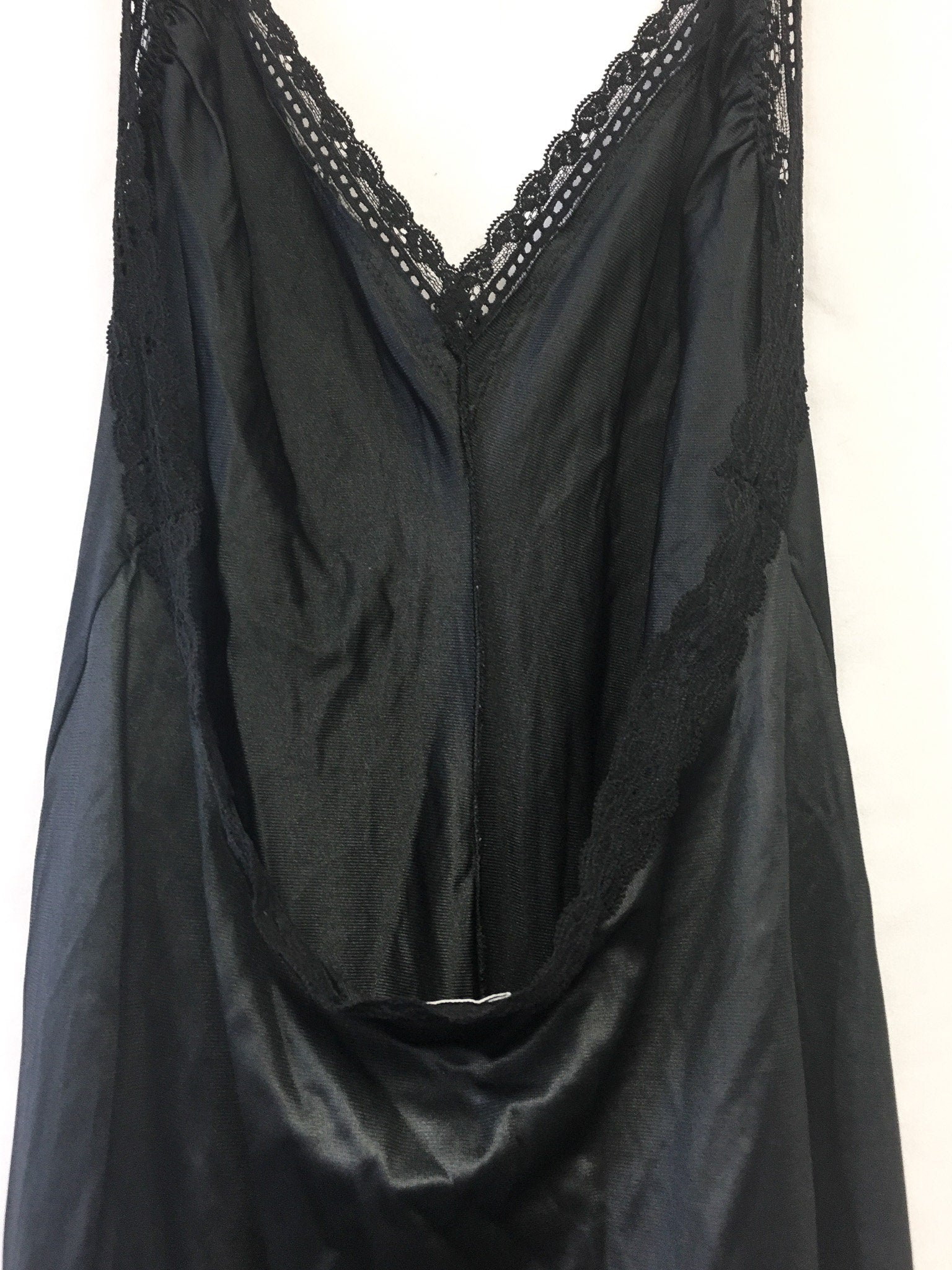 Vintage Gossard Artemis Black Halter Slip Dress with Lace Detail, Sz. M, Vintage Peignoir Slip Dress