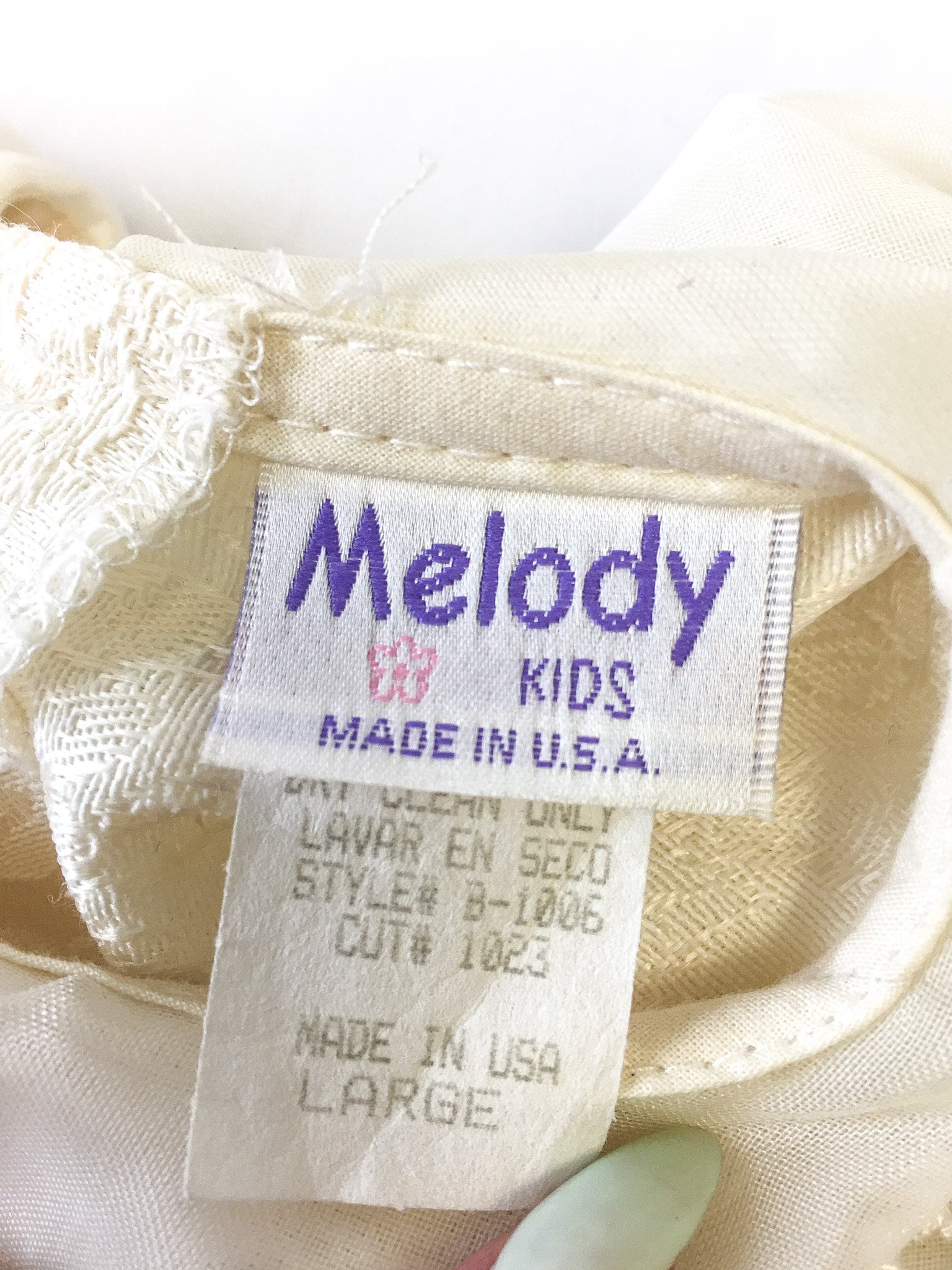 Vintage Melody Kids Cream/Off-White Lace Detailed Dress, Sz. Toddler L, Vintage Children's Elegant Dress