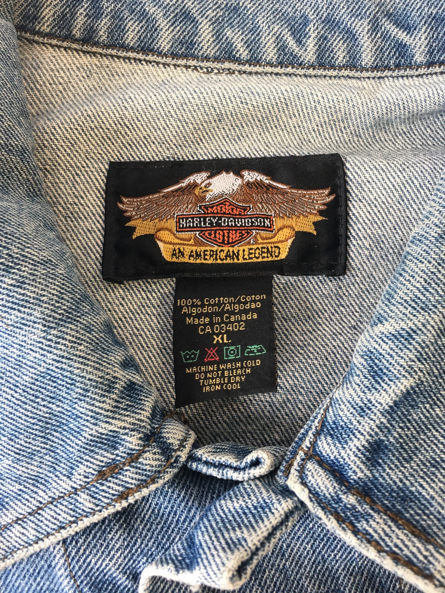 Vintage Harley Davidson Light Wash Denim Jacket with Embroidered Back Shop Dakota Ranch
