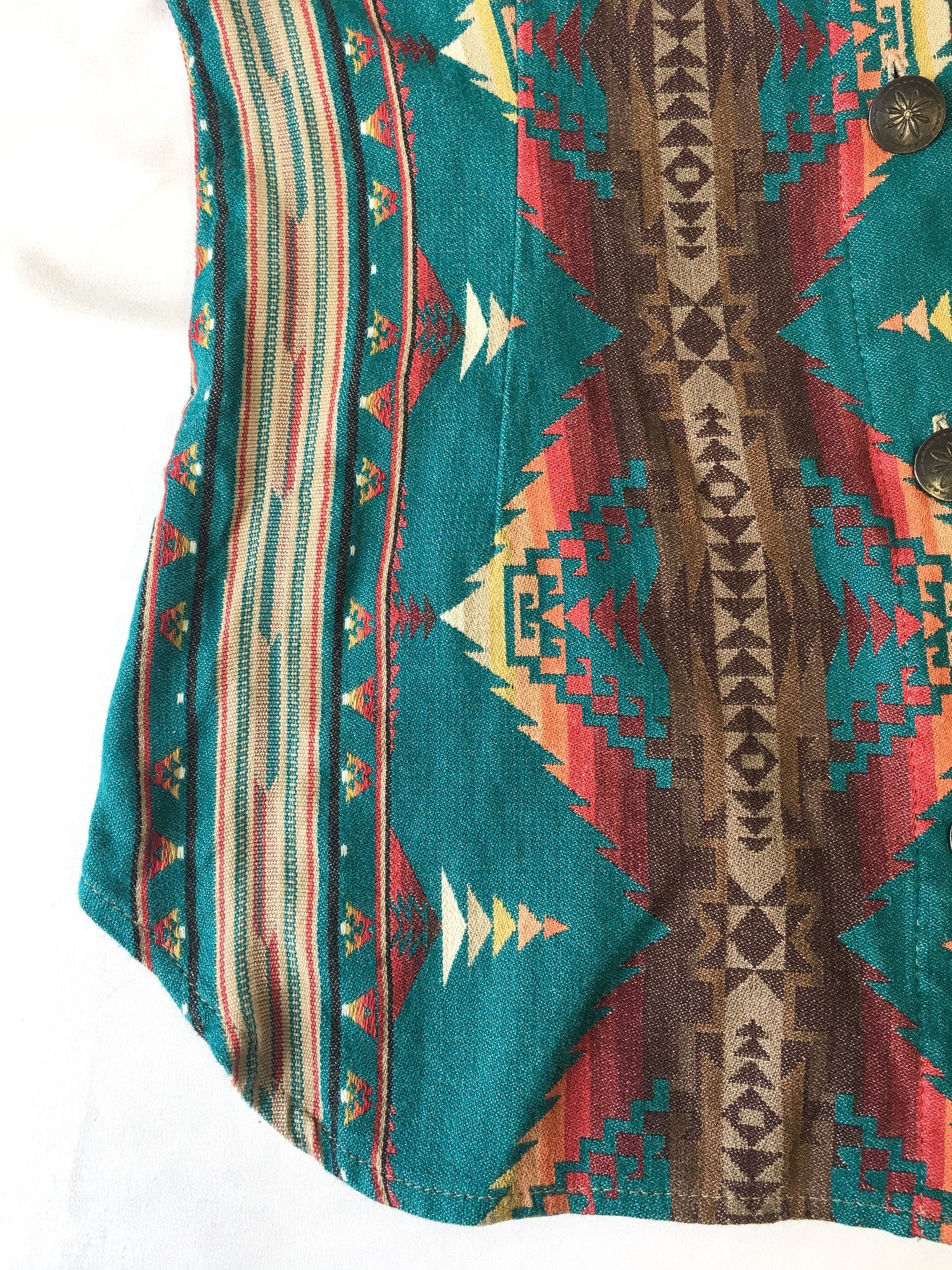 Vintage Silverado Houlihan Aztec Patterned Blouse, Women's Sz. S, Vintage Western Button Up
