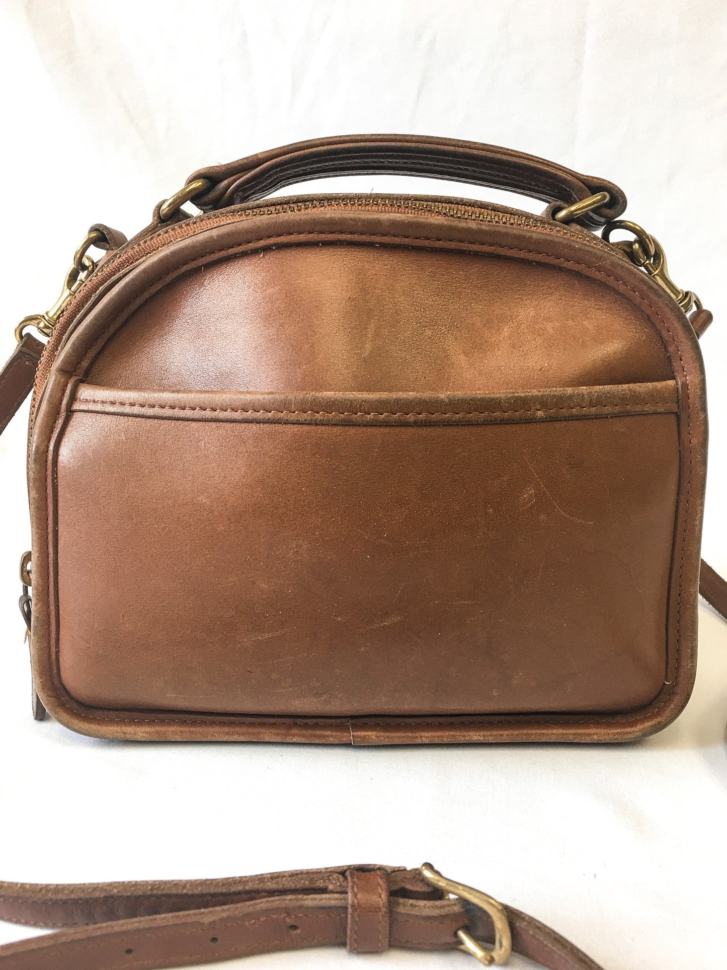 Vintage COACH Brown Leather Classic Lunch Box Top Handle/Crossbody Bag, Style #9991, Vintage RARE COACH Purse
