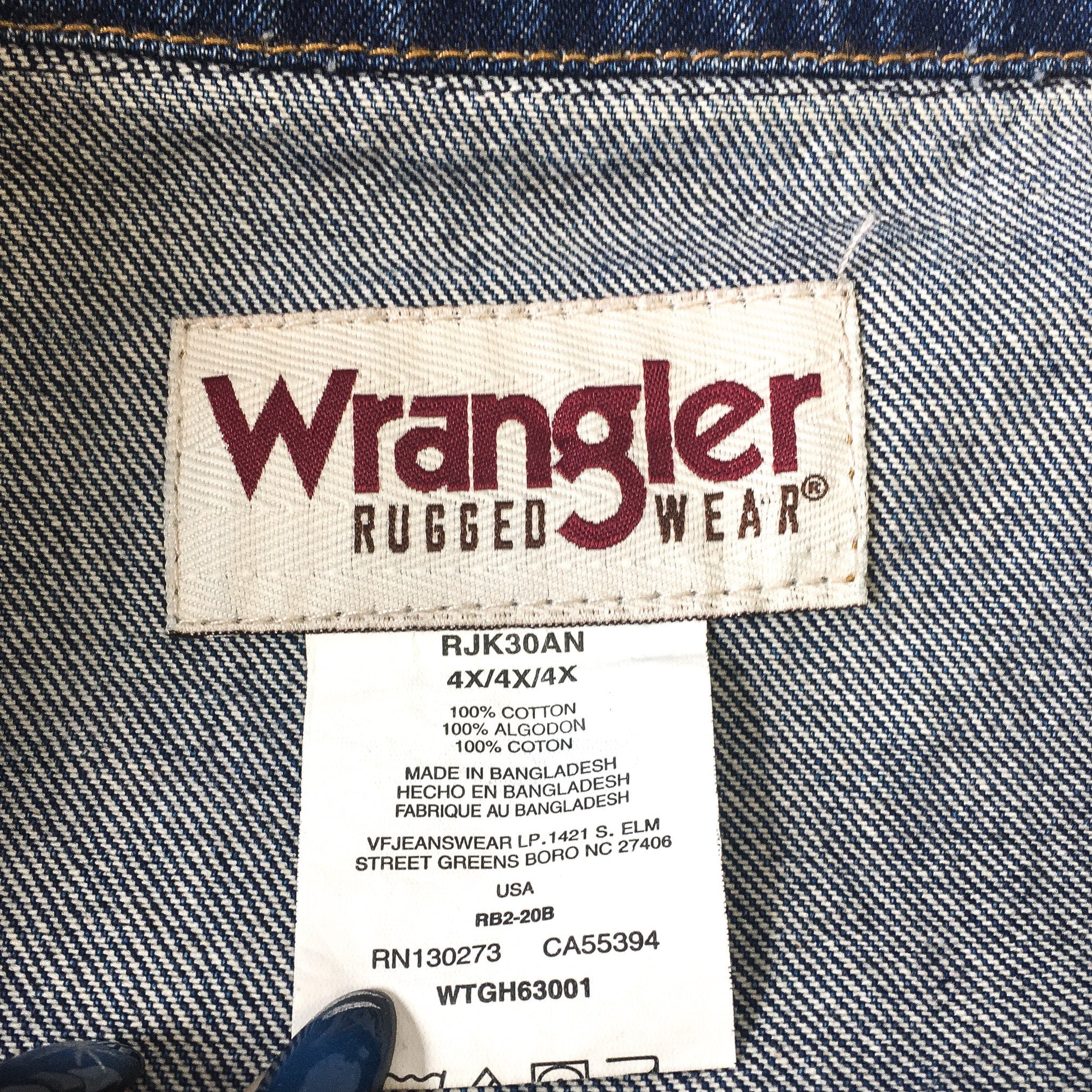 Vintage 90s Wrangler Dark Wash Denim Jacket, Sz. 4X, Vintage Jean Jacket