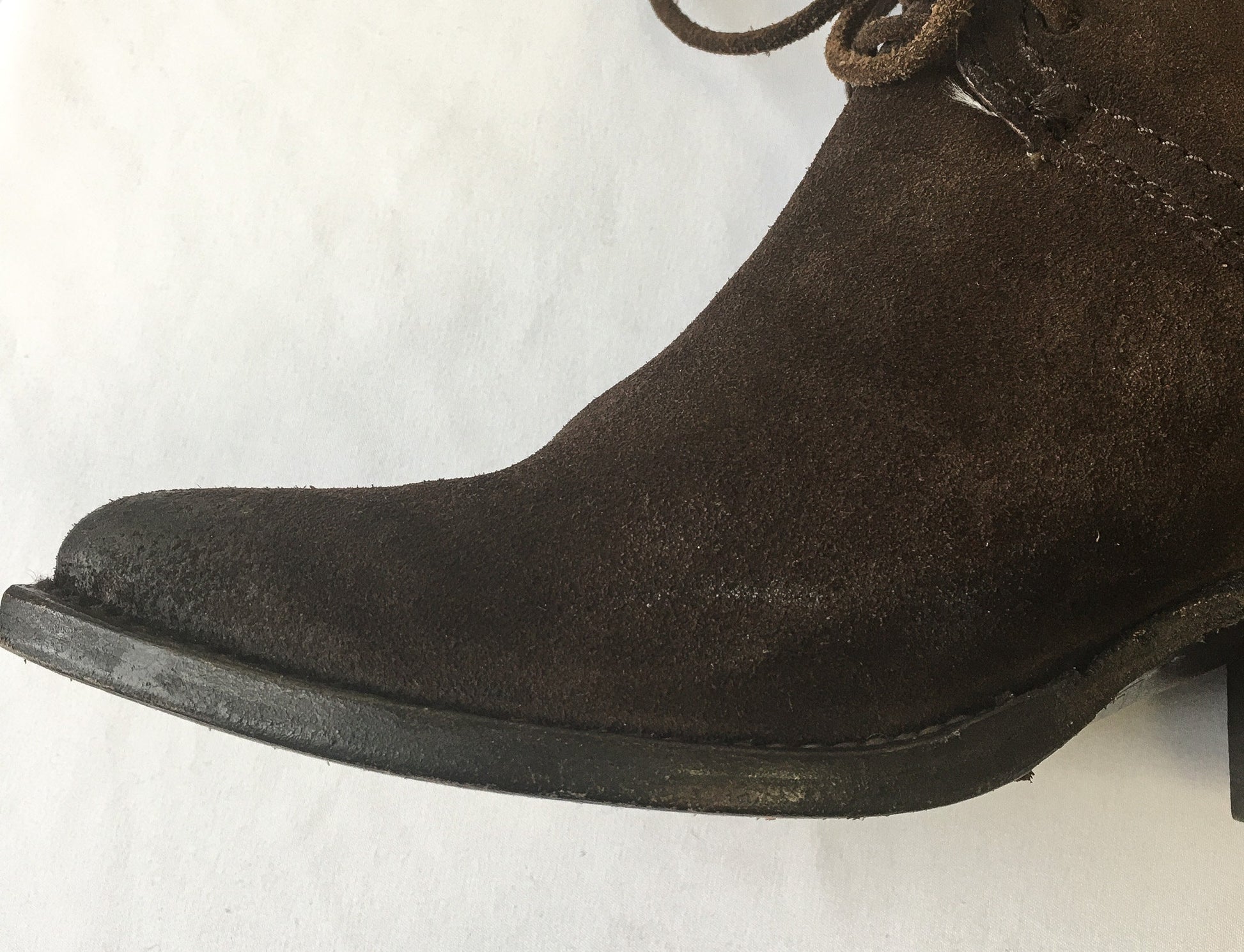 Vintage FRYE Sacha Fringe Distressed Brown Suede Ankle Boots, Sz. 6B, Vintage Western Boots