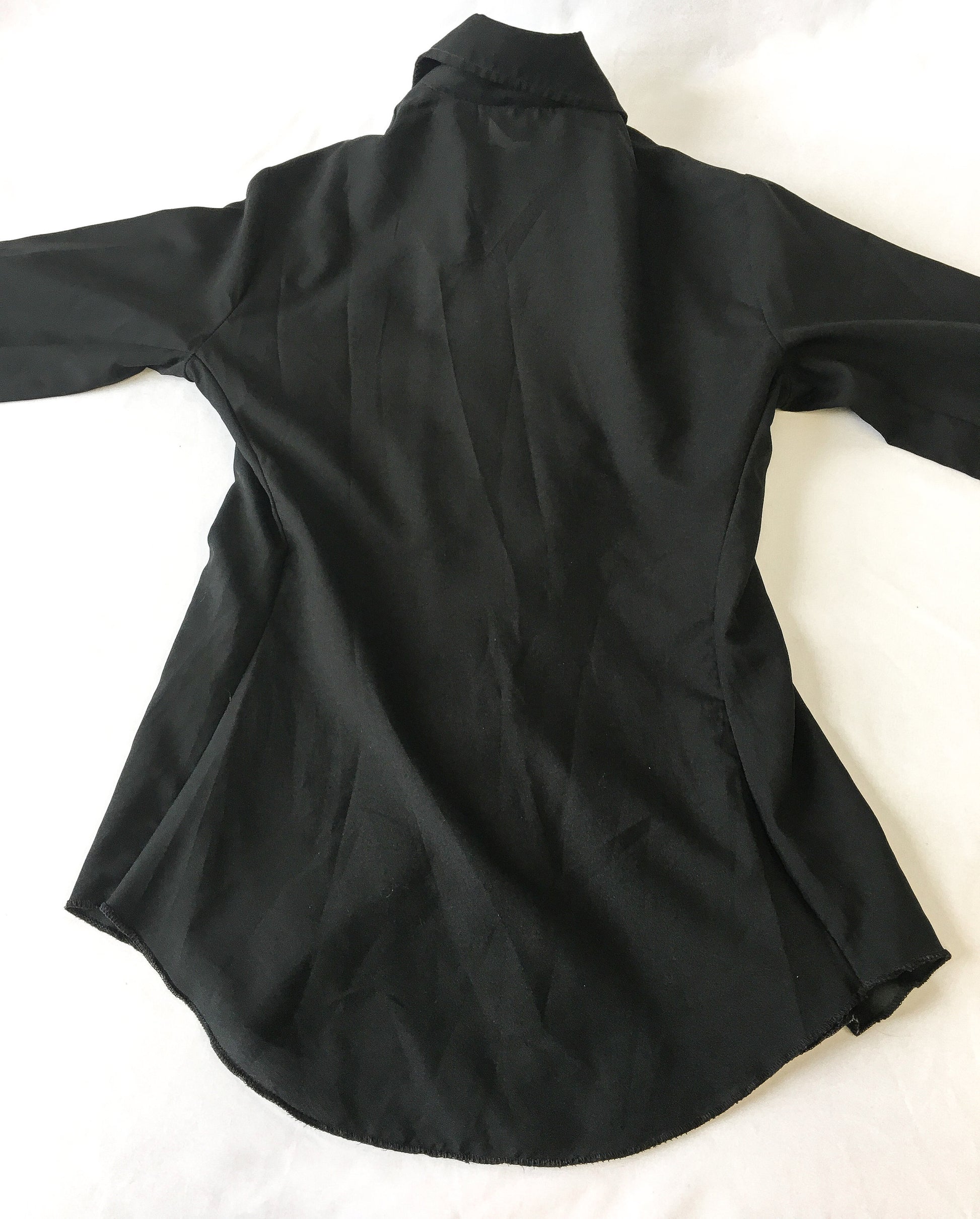 Vintage 70s Miss Rodeo America Black Floral Button Up with Detachable Chest Piece, Sz. 5/6, 70s Western Wear