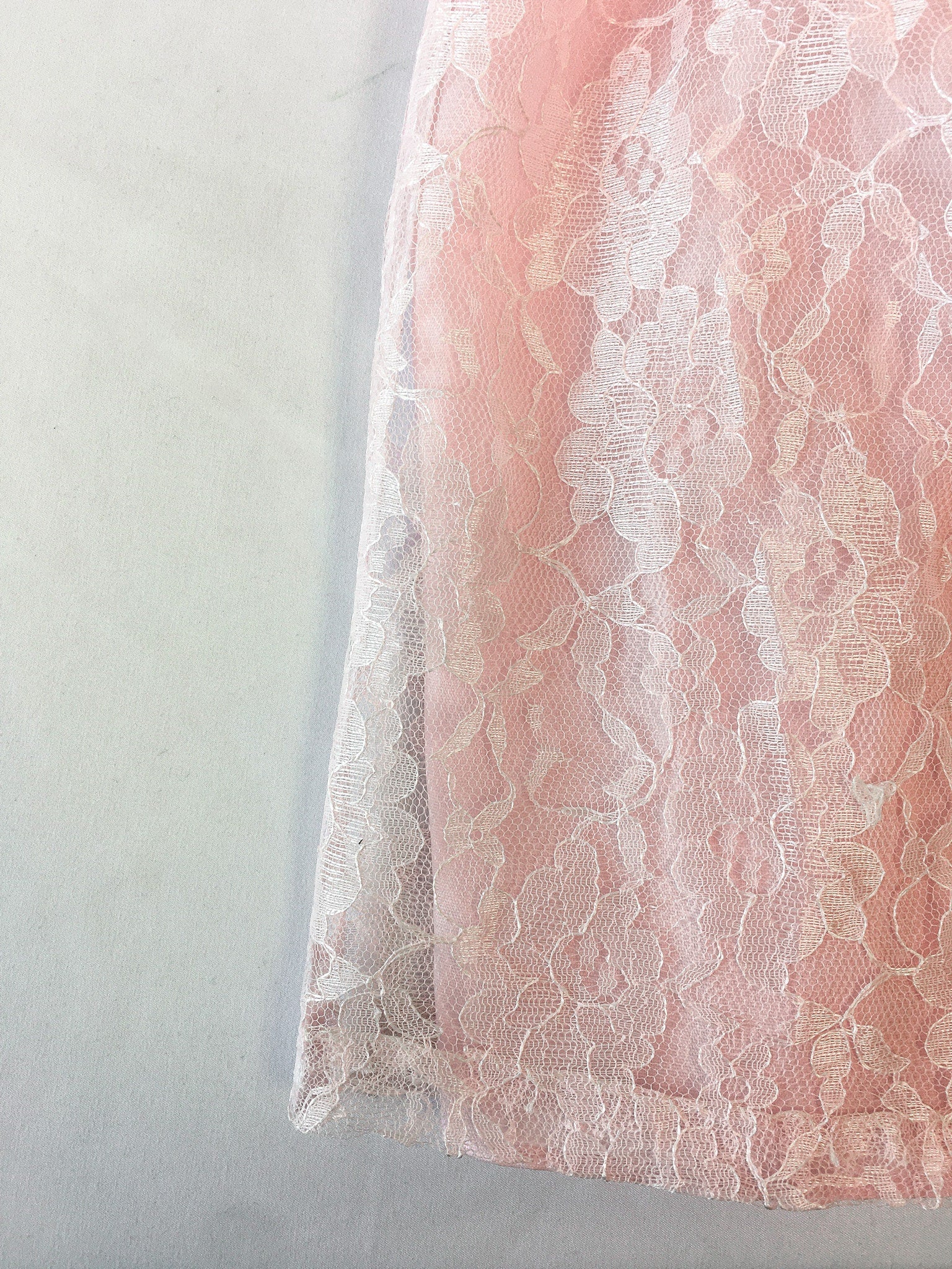 Vintage 70s Sharlyn Girls Pink Lace Short-Sleeved Dress, Vintage Sz. 10, 70s Children's Dress