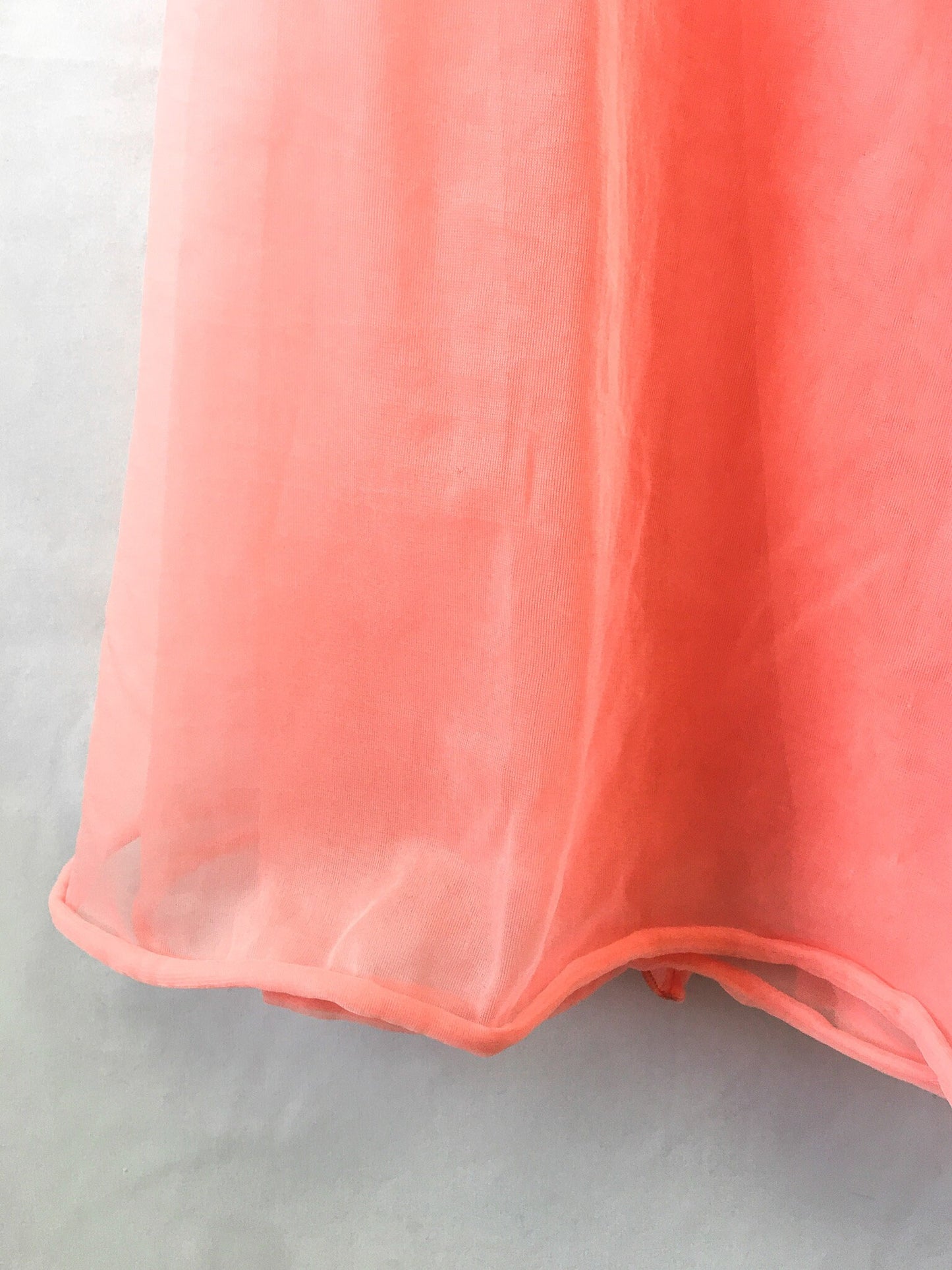 Vintage 80s Kickernick Restware Coral Pink Slip Dress with Lace Detail, Sz. 34, Vintage Peignoir Dress
