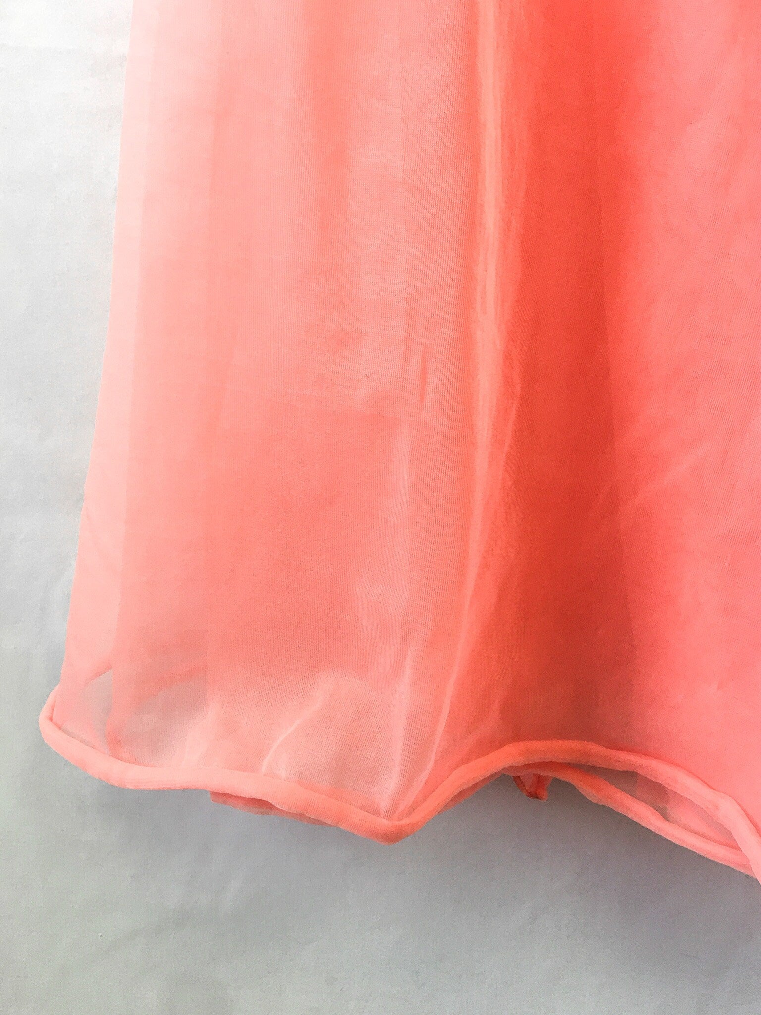 Vintage 80s Kickernick Restware Coral Pink Slip Dress with Lace Detail, Sz. 34, Vintage Peignoir Dress