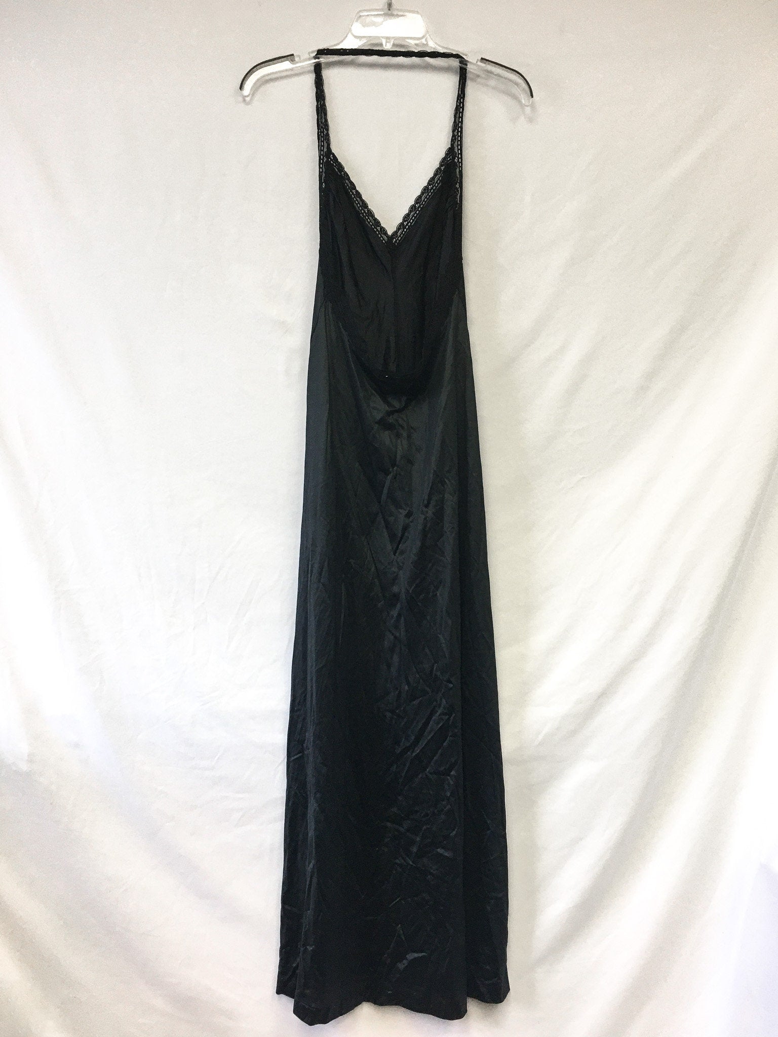 Vintage Gossard Artemis Black Halter Slip Dress with Lace Detail, Sz. M, Vintage Peignoir Slip Dress