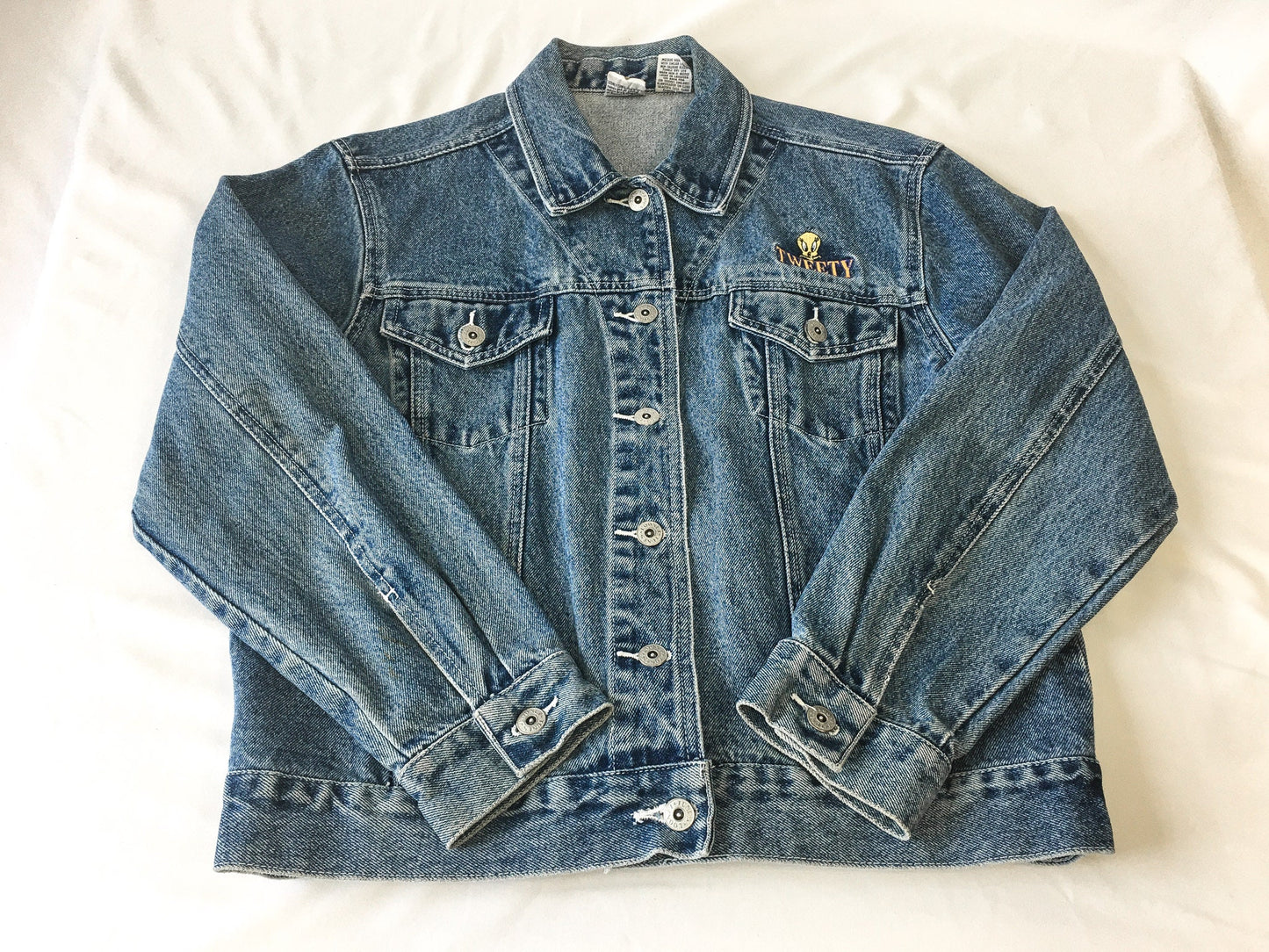 Vintage 90s Looney Tunes Tweety Medium Wash Denim Jacket, Women's Sz. L