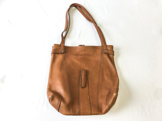 Vintage Boots and Saddle by Colonial Brown Leather Tote Bag, Vintage Leather Handbag