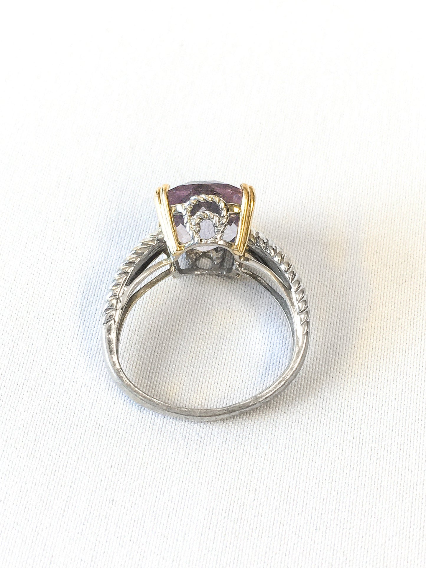 925 14k Accent Light Amethyst and Diamond Ring Size 4.75