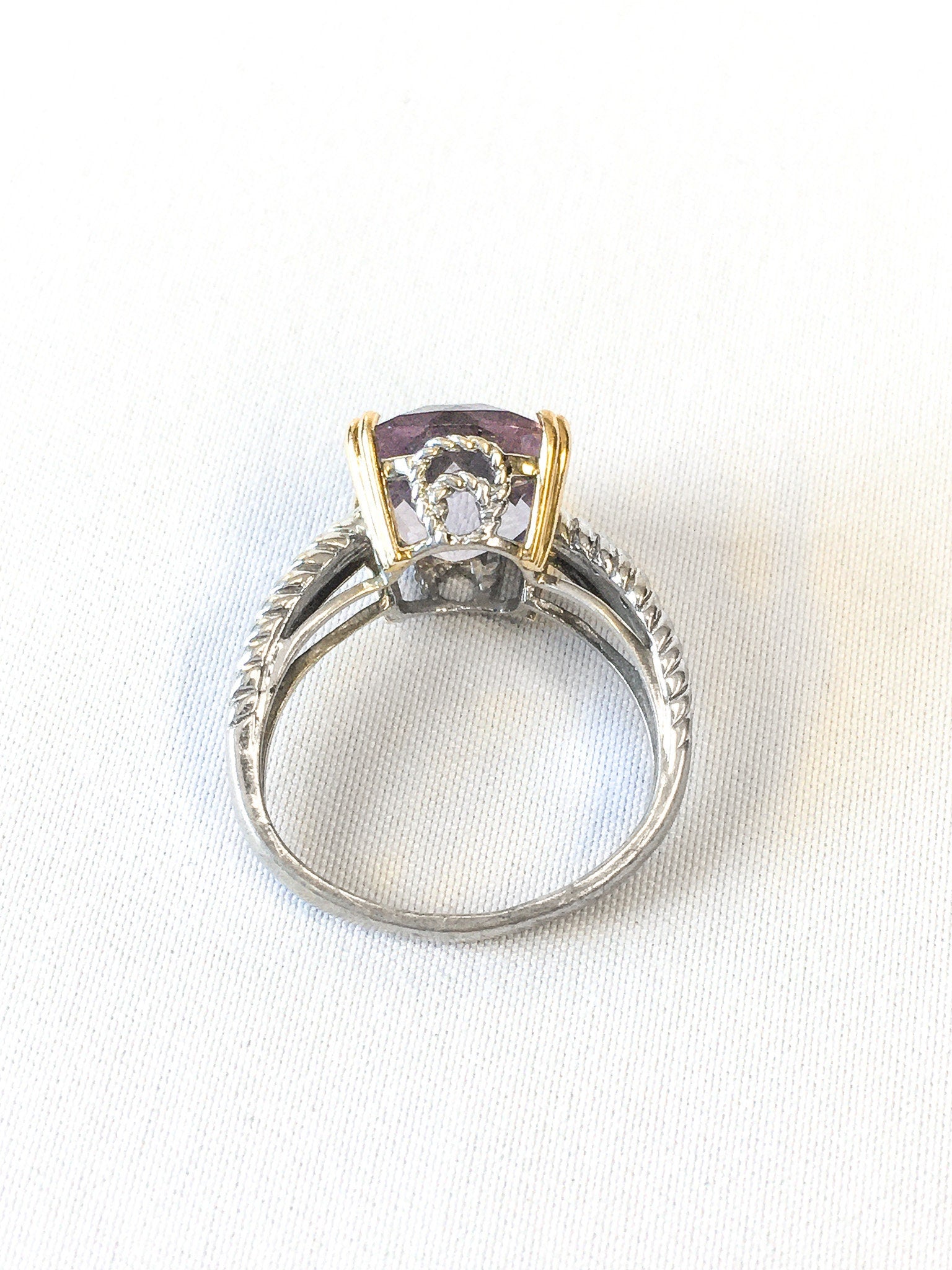 925 14k Accent Light Amethyst and Diamond Ring Size 4.75