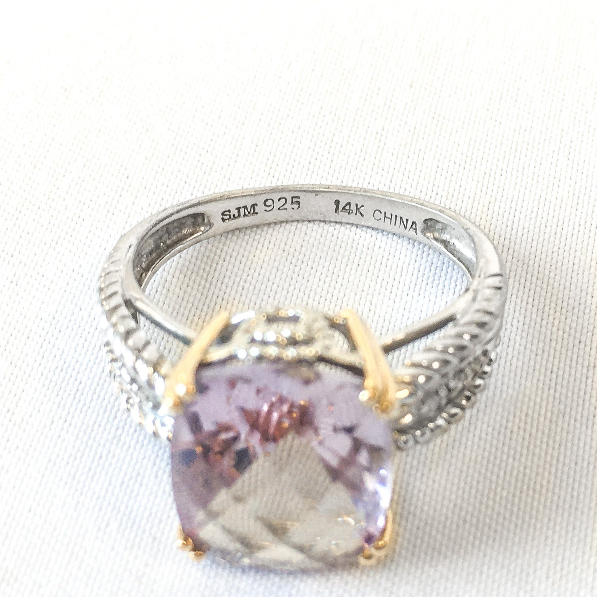 925 14k Accent Light Amethyst and Diamond Ring Size 4.75